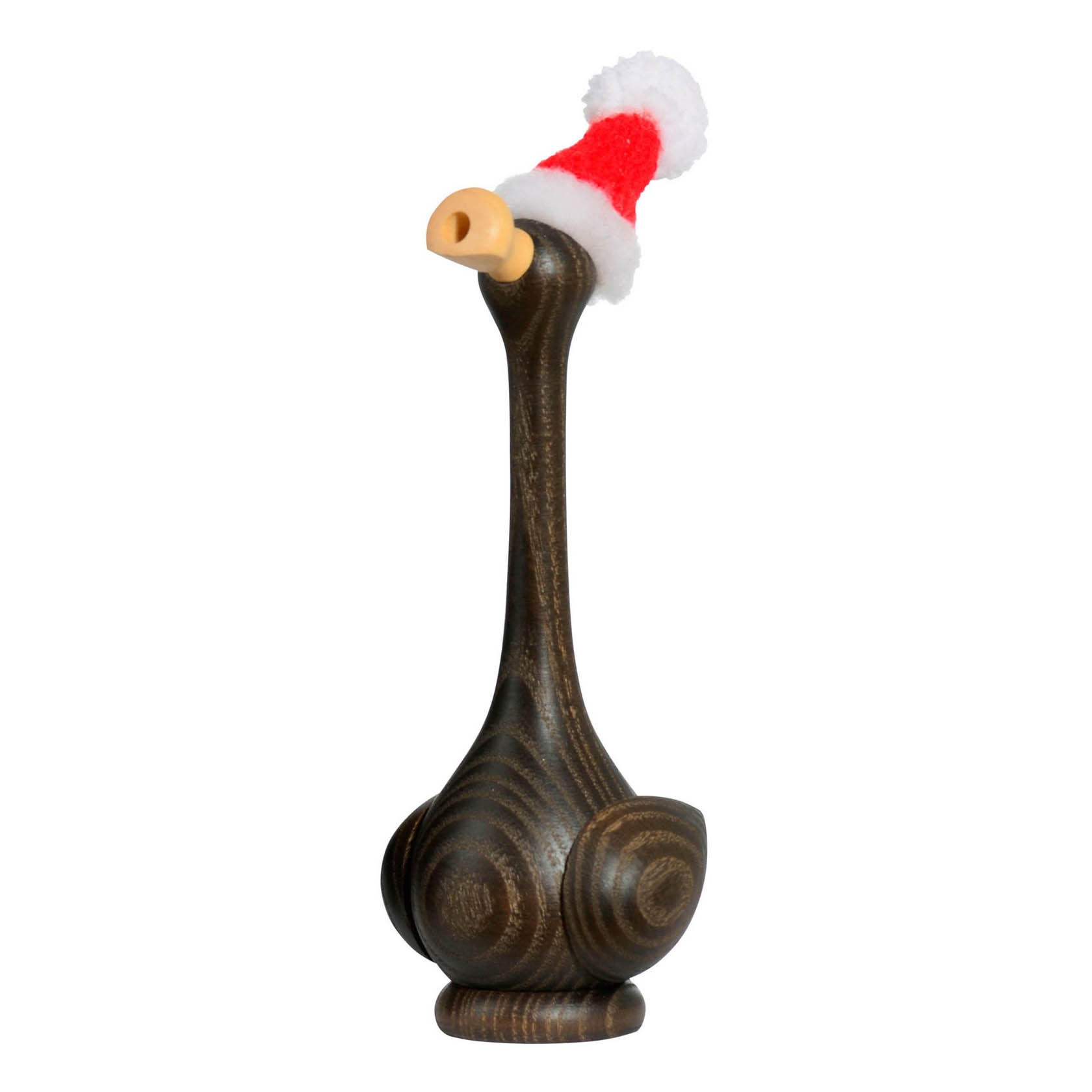 Holzfigur einer Ente mit langer Hals und Weihnachtsmütze, die als Räuchermännchen dient. im Dregeno Online Shop günstig kaufen