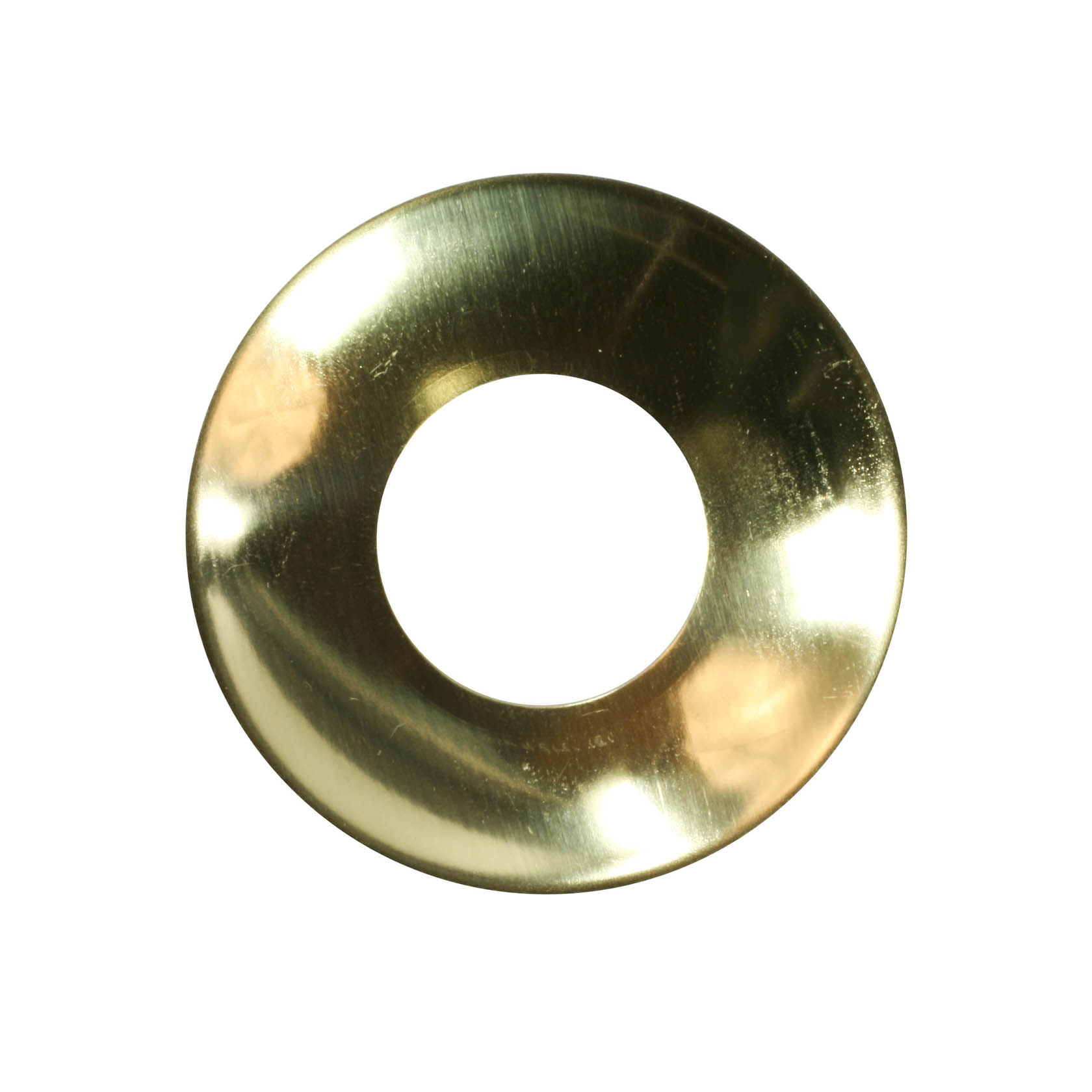 Ein kreisförmiger Tropfenfänger aus Metall mit einem Loch in der Mitte, glänzend und goldfarben. im Dregeno Online Shop günstig kaufen