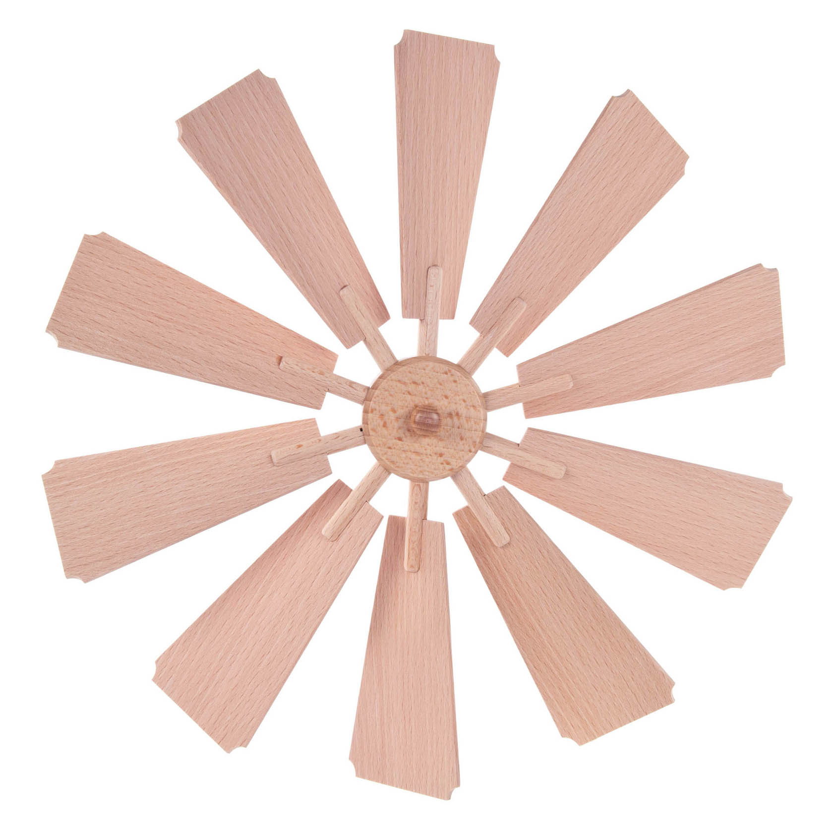 Holzflügelrad mit 10 Blättern, Durchmesser 30 cm, zentrale Bohrung von 2 mm. im Dregeno Online Shop günstig kaufen