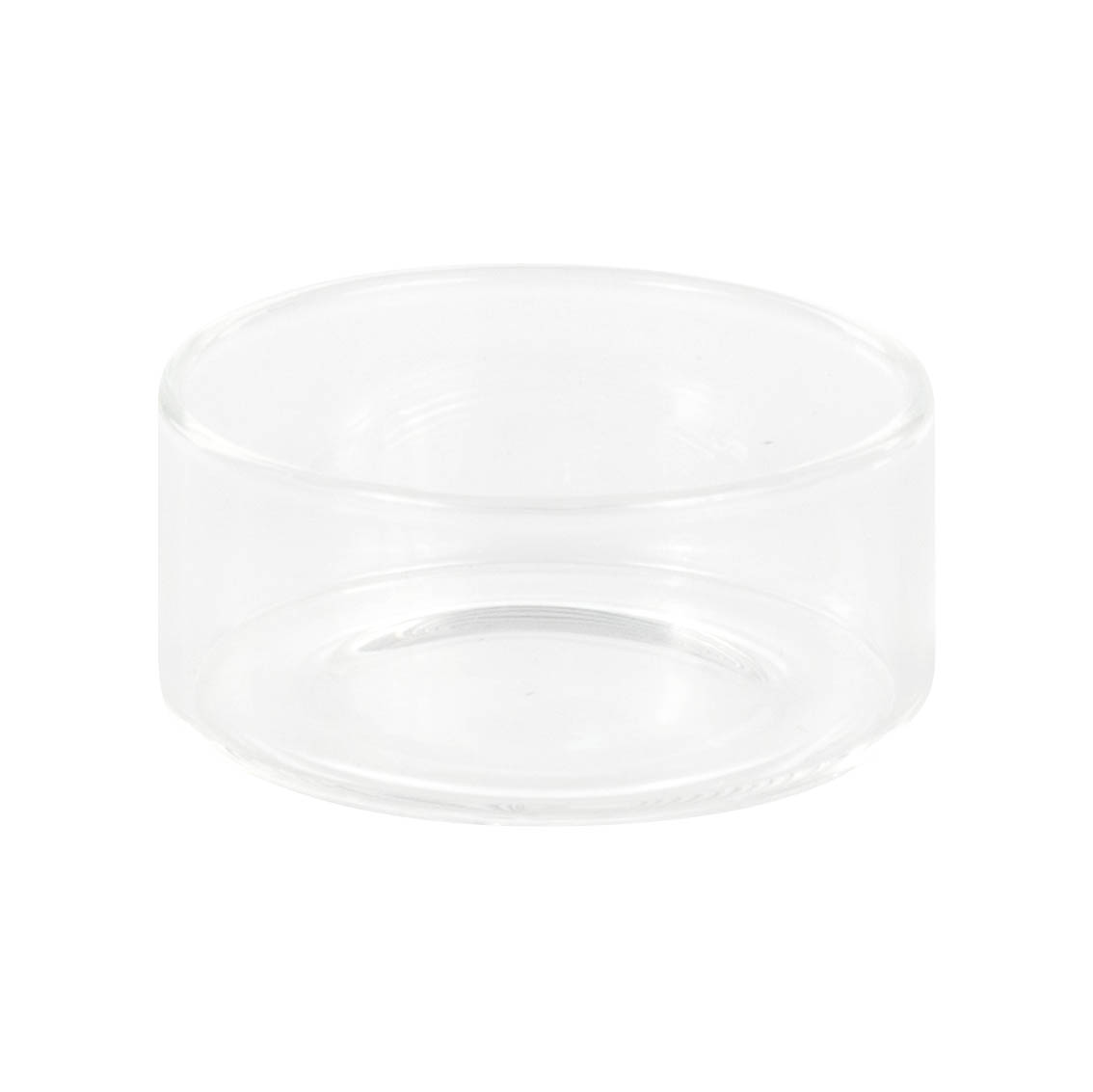 Runder, transparenter Teelichthalter aus Glas, zylindrische Form, perfekt für ein einzelnes Teelicht geeignet. im Dregeno Online Shop günstig kaufen