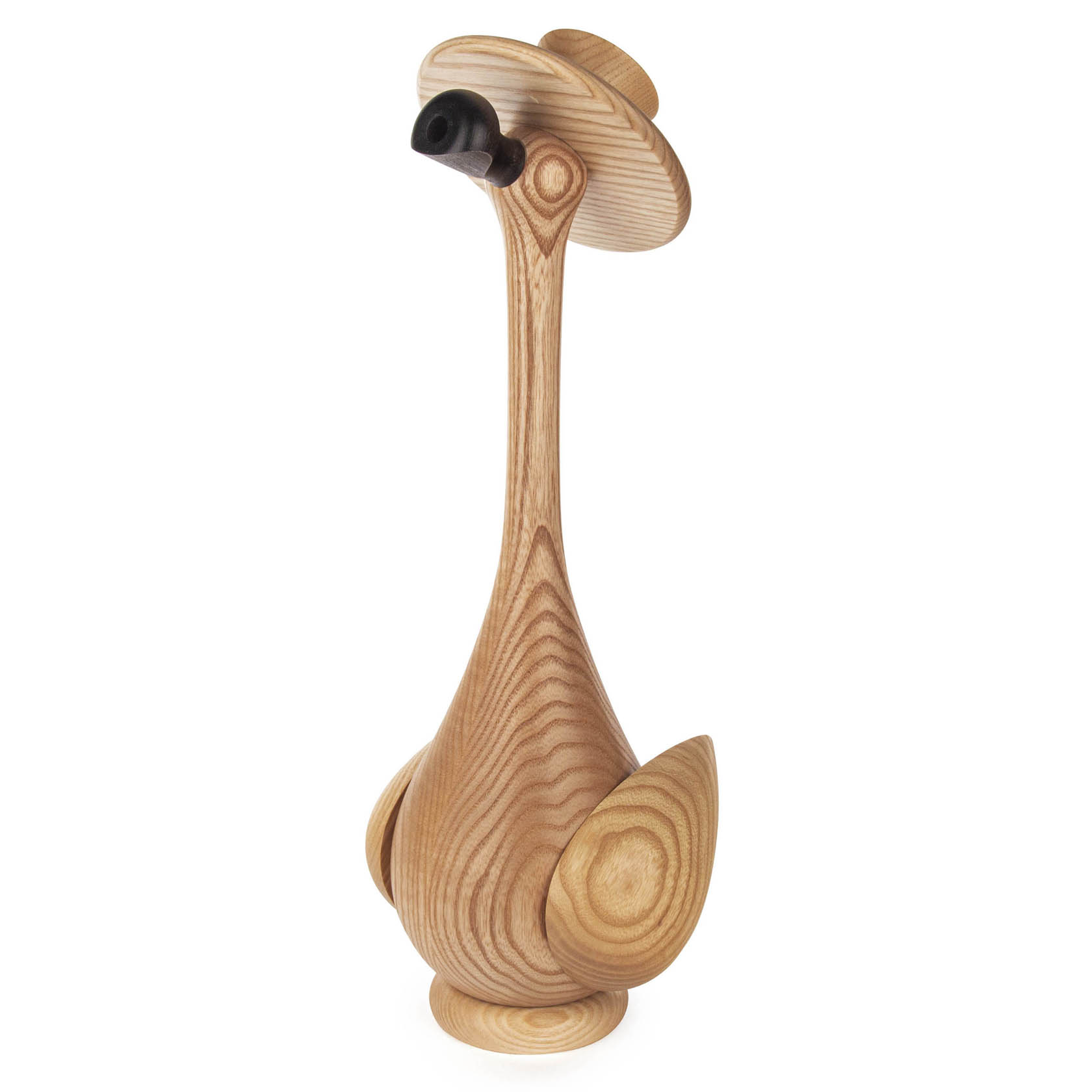 Holzfigur einer Ente mit langem Hals, angedeuteten Flügeln und einem Hut; dient als Räuchermännchen. im Dregeno Online Shop günstig kaufen