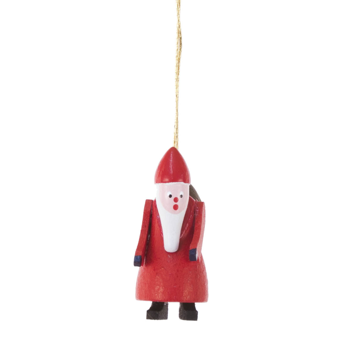 Holzfigur eines Nikolaus in rotem Mantel mit langen, weißen Bart und roter Mütze, zum Aufhängen. im Dregeno Online Shop günstig kaufen