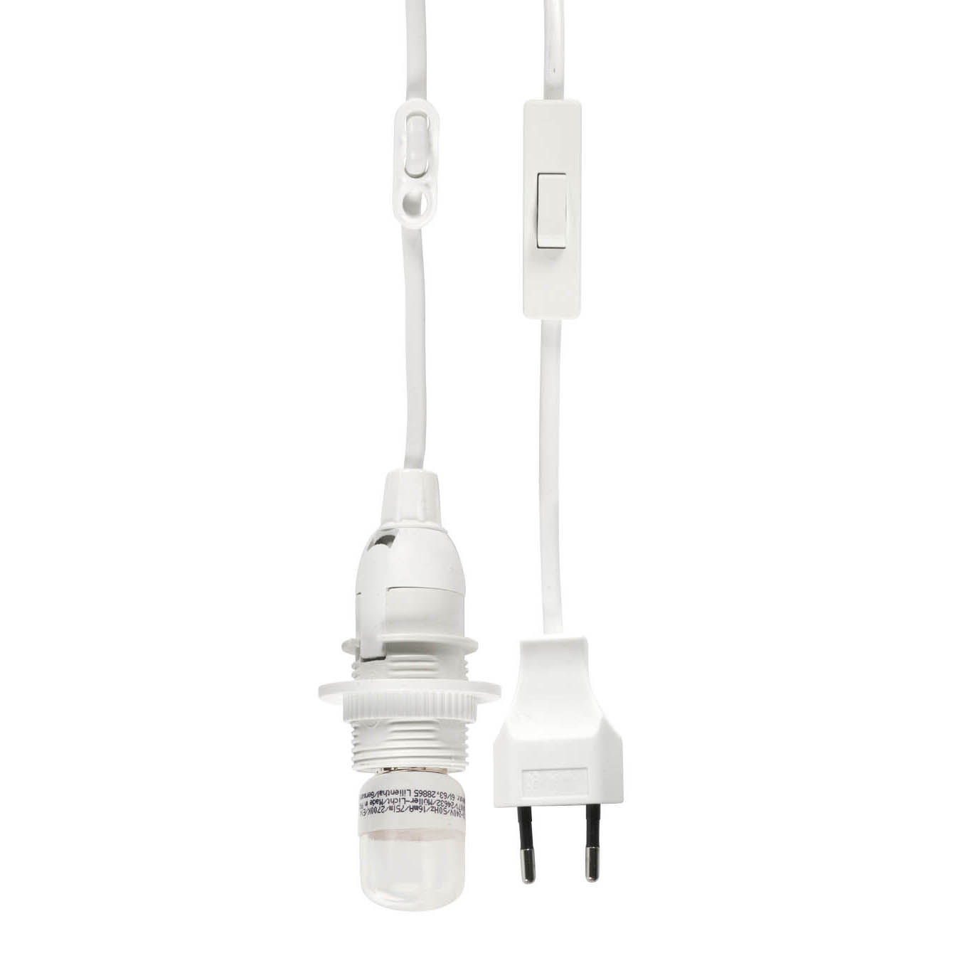 Weißes Laternenkabel mit einer 0,6W LED-Lampe, 3 Meter lang, mit Kippschalter und EU-Stecker. im Dregeno Online Shop günstig kaufen