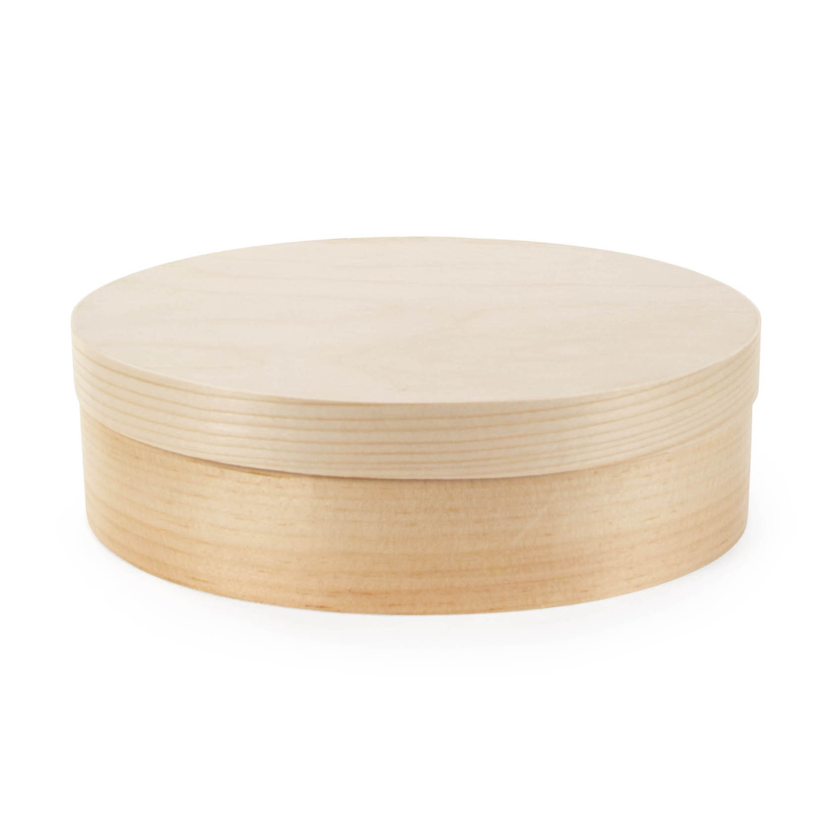 Ovale Spanschachtel aus hellem Holz, Maße 180x130x50 mm, mit flachem Deckel. im Dregeno Online Shop günstig kaufen