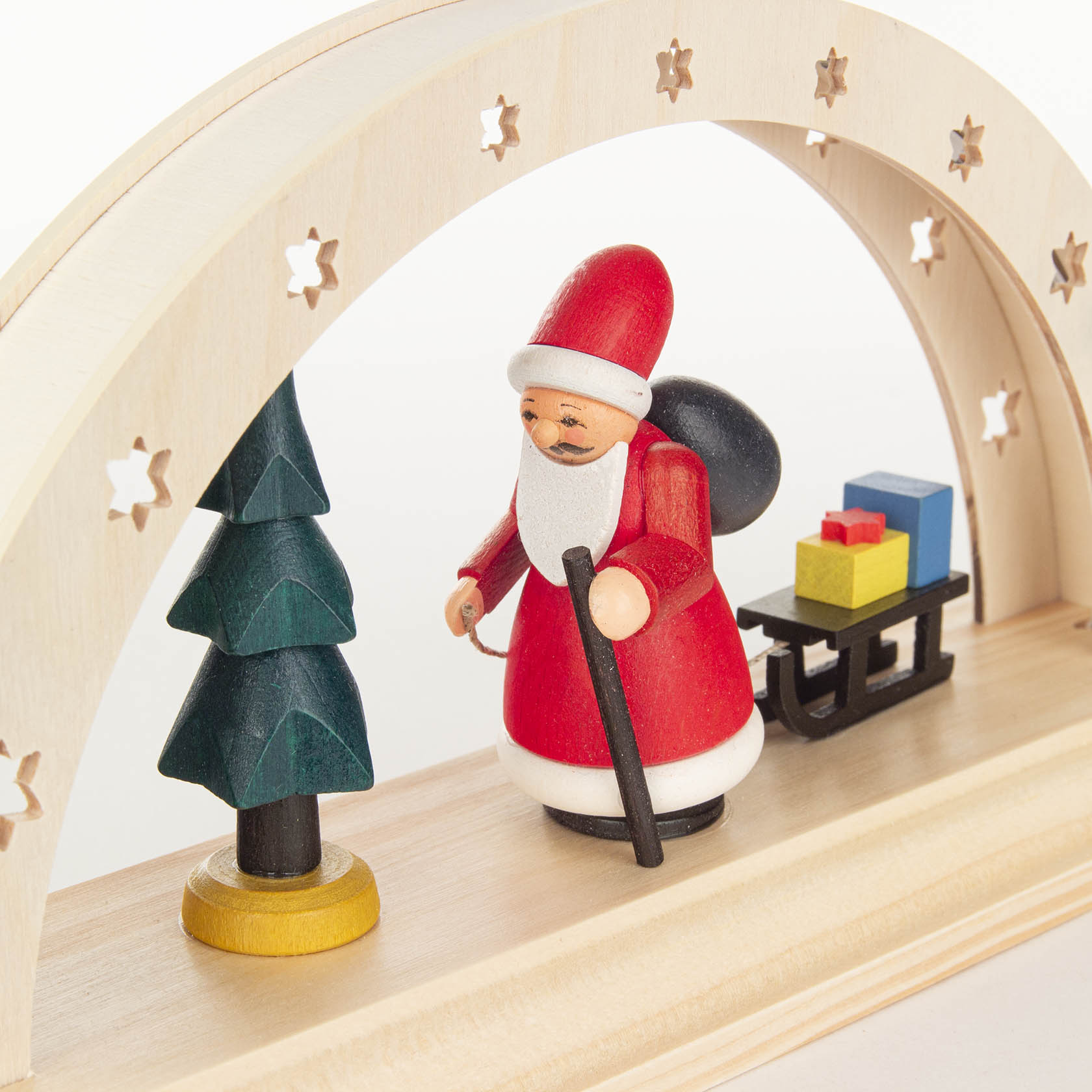 Lichterbogen Weihnachtsmann bunt LED-batteriebetrieben