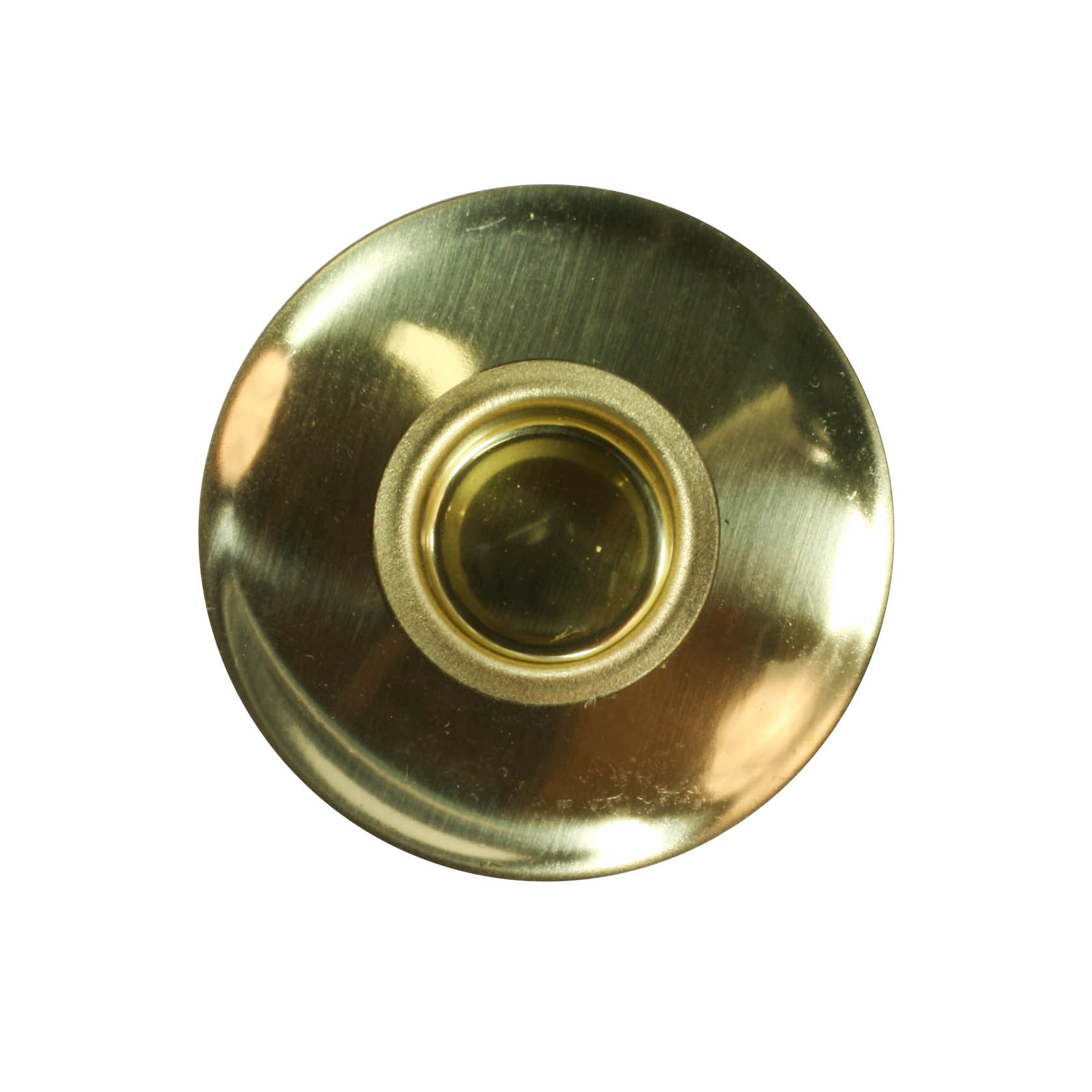 Ein goldfarbener Tropfenfänger mit zentralem Loch, Tülle für 14mm Kerzen. im Dregeno Online Shop günstig kaufen