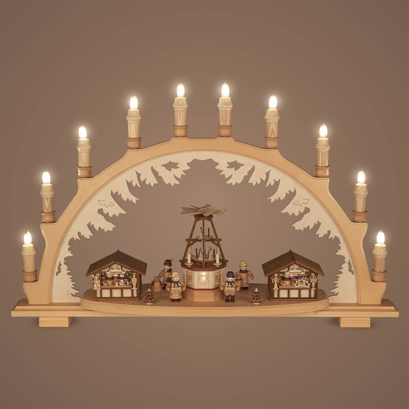 Schwibbogen Weihnachtsmarkt mit Pyramide