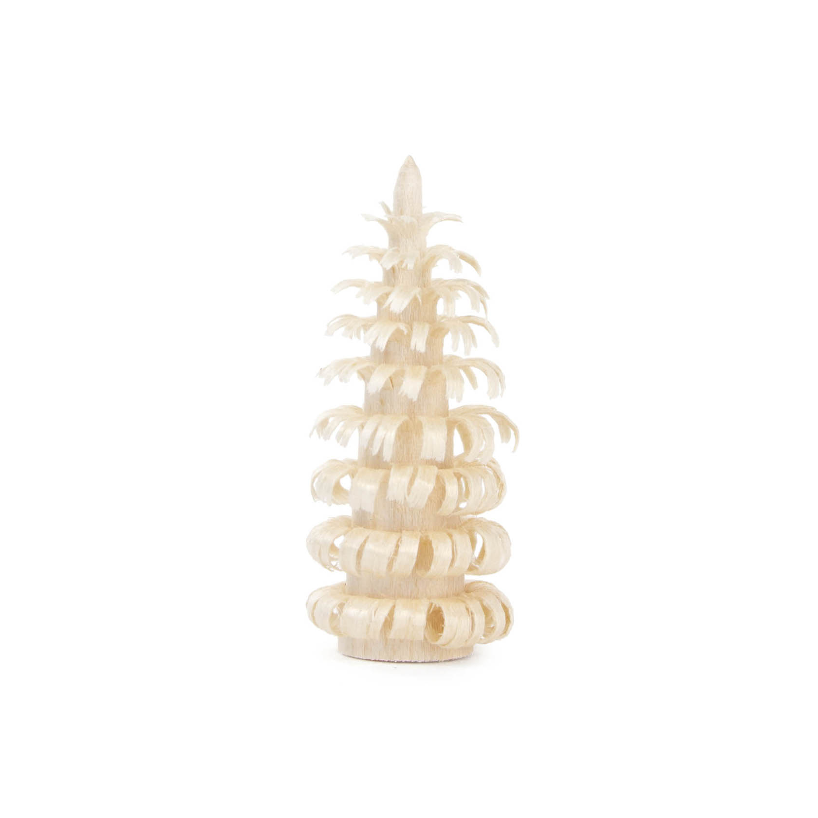 Kleiner naturfarbener Ringelbaum aus Holz mit spiralförmigen Zweigen, etwa 4 cm hoch. im Dregeno Online Shop günstig kaufen