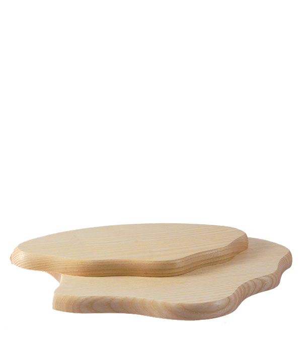 Zwei unregelmäßig geformte, übereinander liegende Holzbretter aus hellem Holz, die Wolken ähneln. im Dregeno Online Shop günstig kaufen