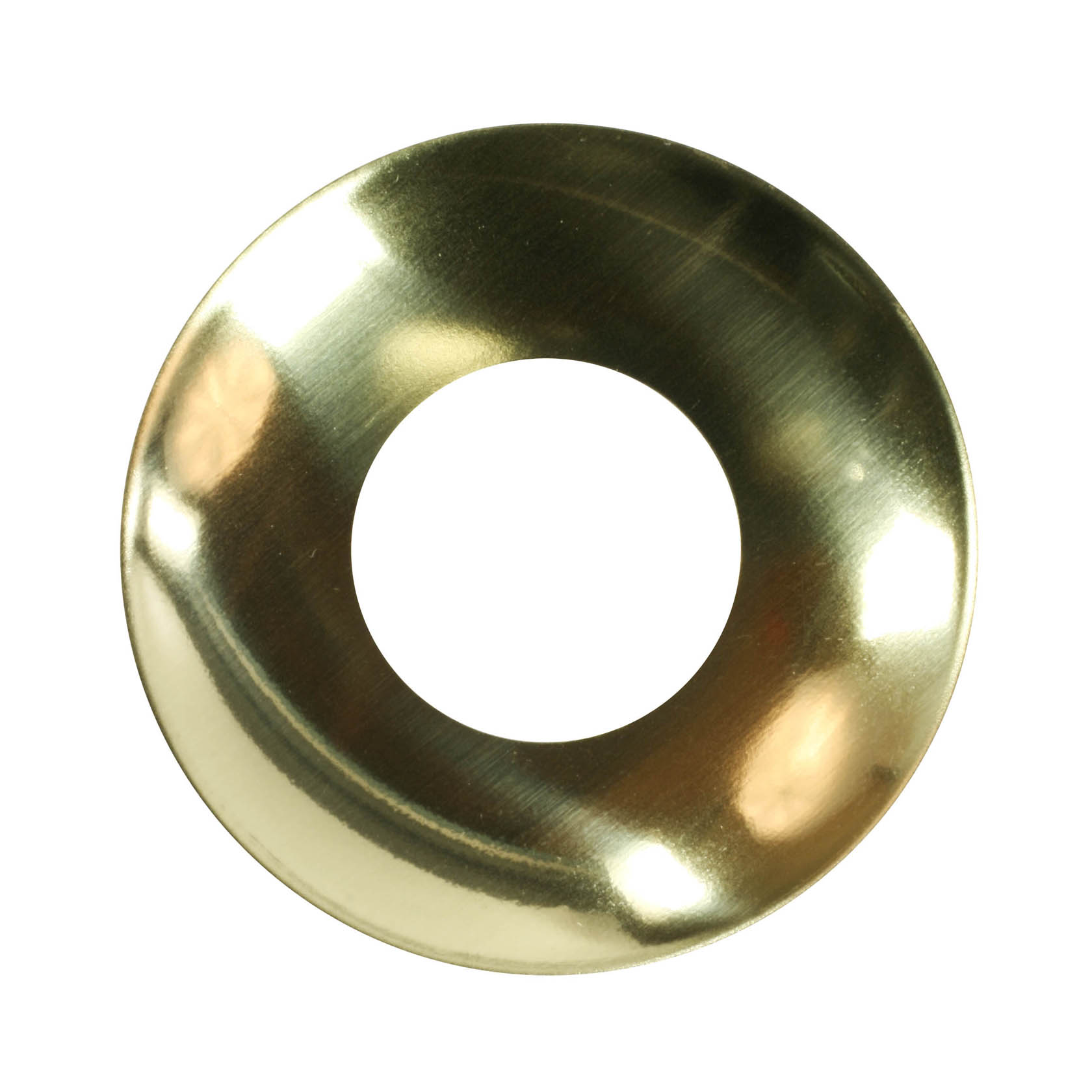Runder Tropfenfänger aus glänzendem Metall mit einem Durchmesser von 48mm und einer Öffnung für eine 20mm Tülle, reflektiert leichtes Licht. im Dregeno Online Shop günstig kaufen