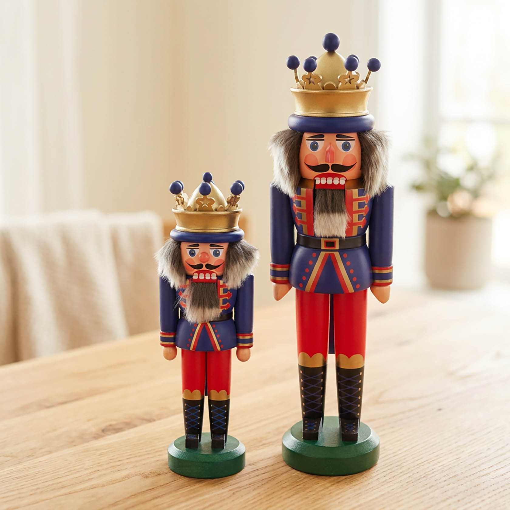 wooden  nutcracker king 30 cm blue