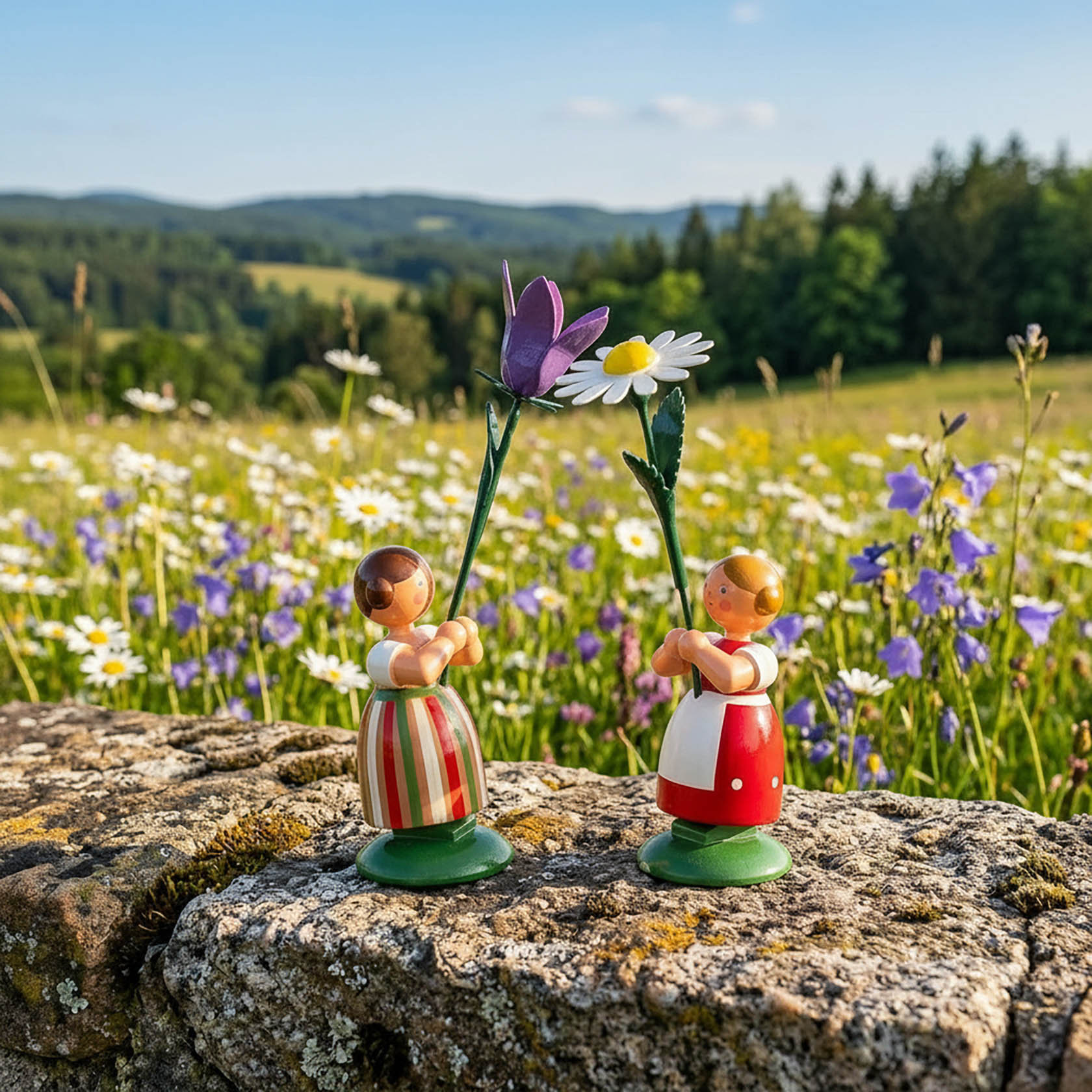 Blumenmädchen mit lila Glockenblume