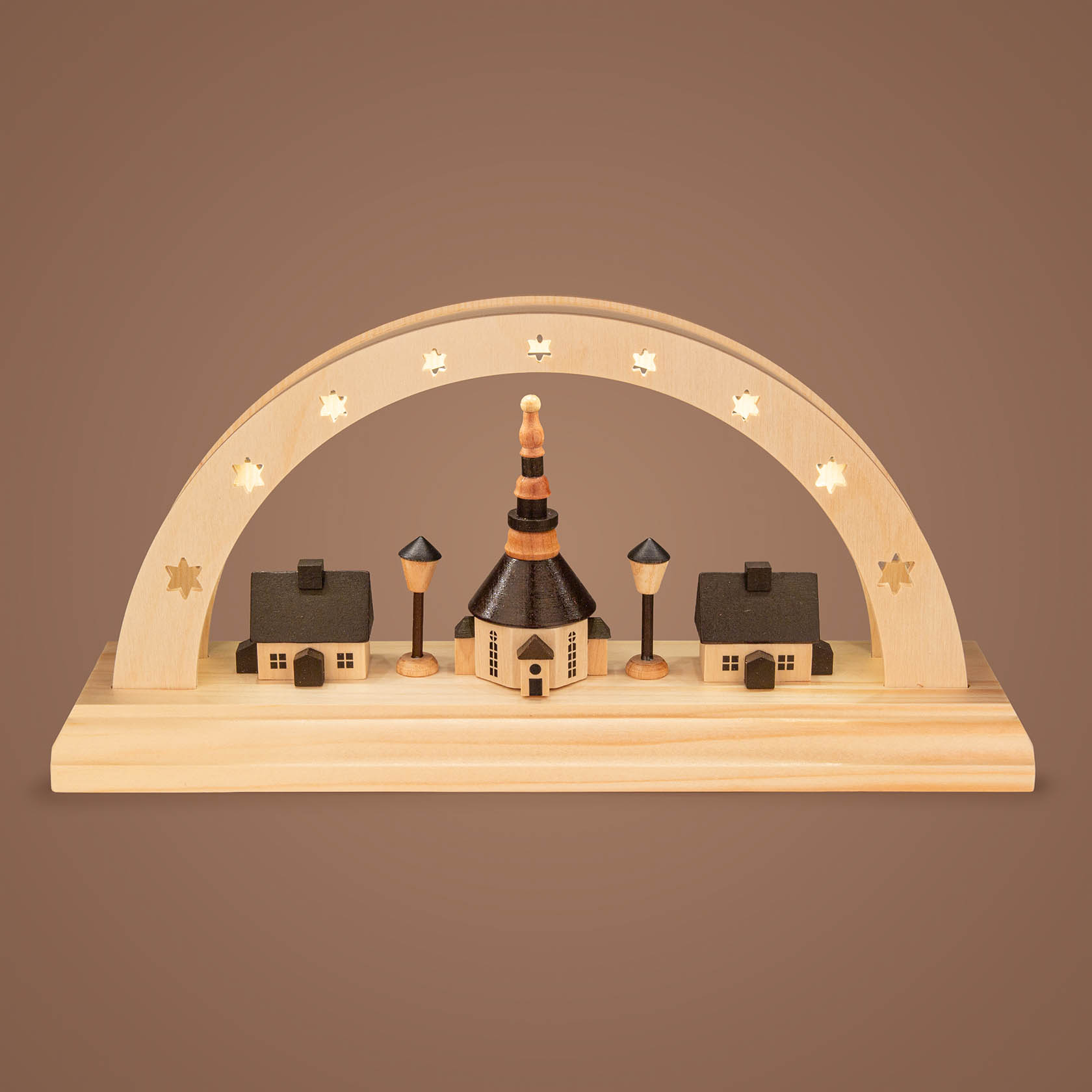 Lichterbogen Seiffener Kirche LED-batteriebetrieben