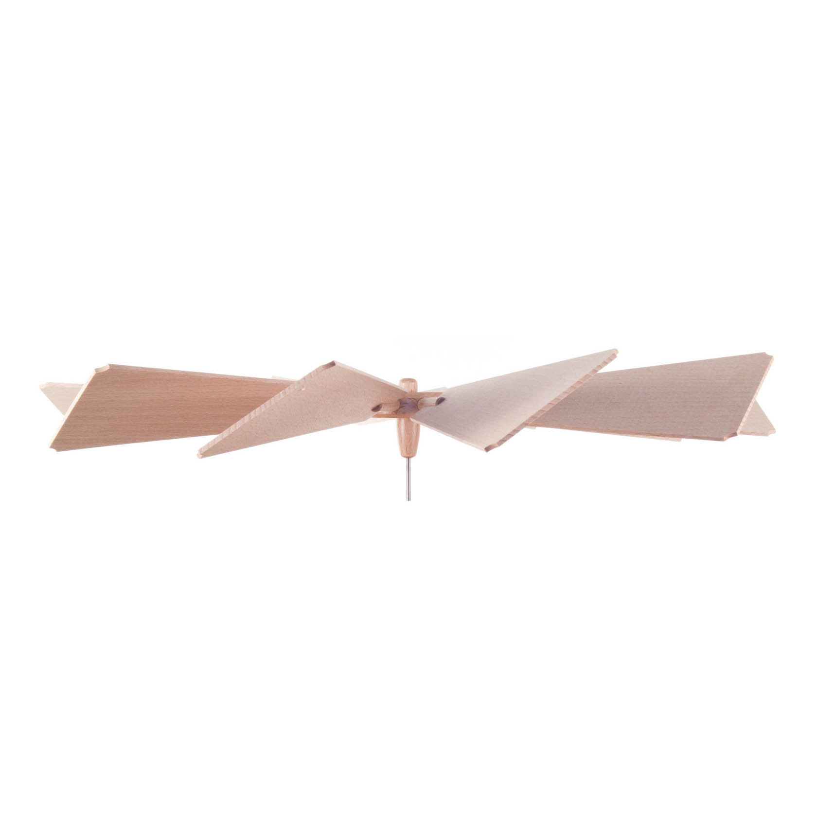 Wooden propeller with 10 blades, diameter 45cm, mounted on a thin rod with 2mm bore.