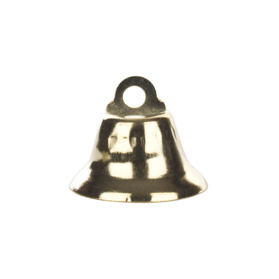 Kleines, glänzendes Messingglöckchen mit einem Aufhängeloch an der Oberseite, ca. 20 mm groß. im Dregeno Online Shop günstig kaufen