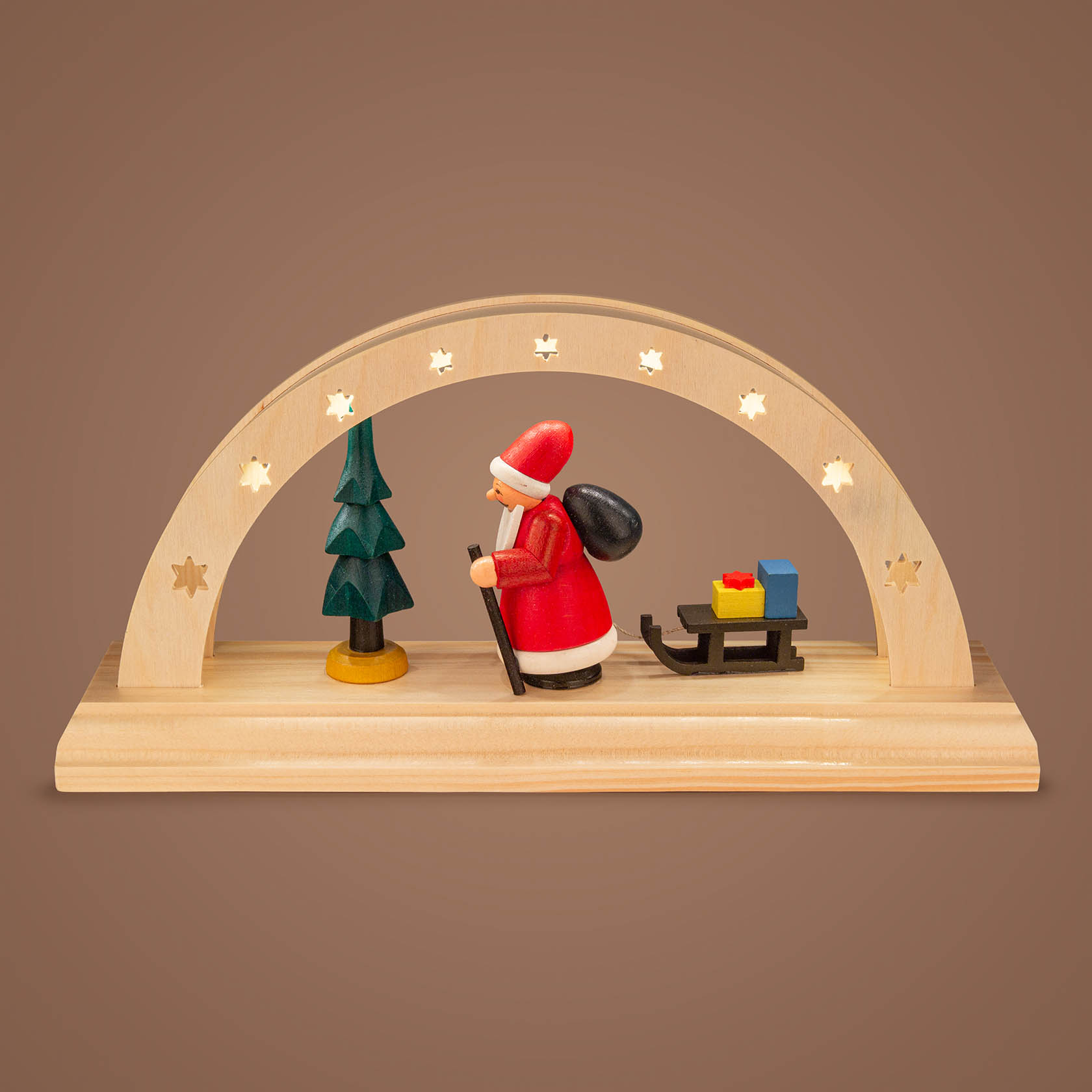 Lichterbogen Weihnachtsmann bunt LED-batteriebetrieben