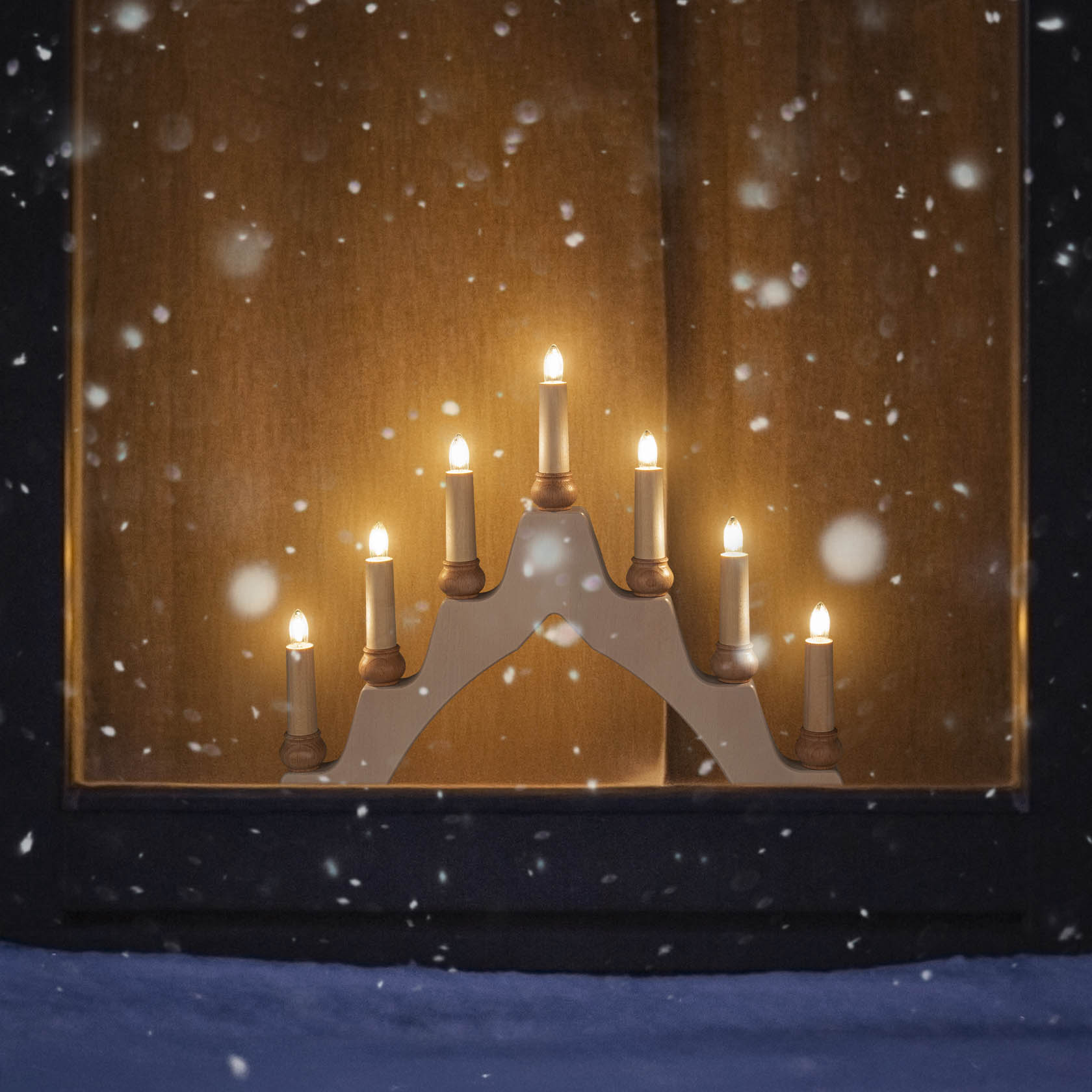 wooden candle arc electric lights white