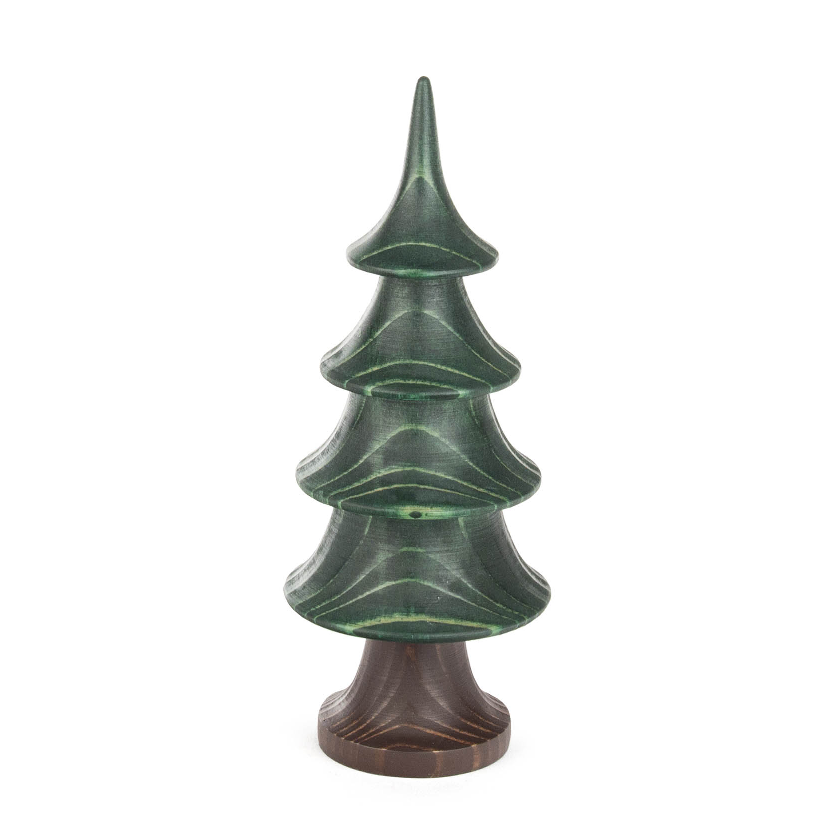 Grüner dekorativer Massivholzbaum in Stufenform mit spitzer Spitze, farbig gebeizt, Höhe 15 cm. im Dregeno Online Shop günstig kaufen