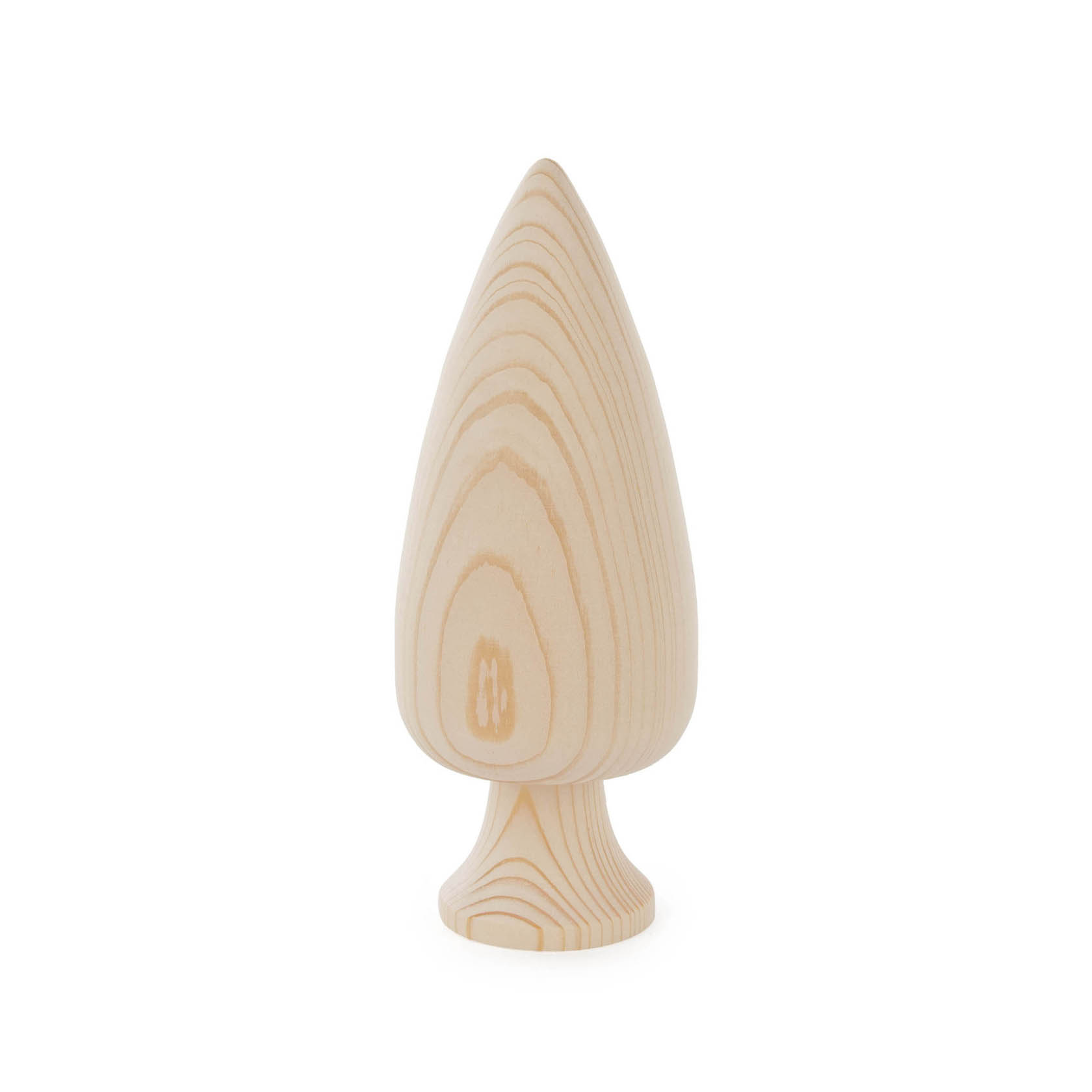 Holzskulptur eines Baumes mit konischem Stamm und runder Basis, aus naturbelassenem Massivholz. im Dregeno Online Shop günstig kaufen