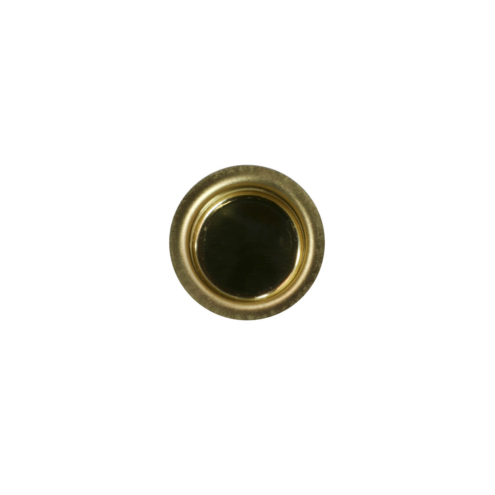 Nahaufnahme einer goldenen Messingtülle mit 14 mm Durchmesser aus der Vogelperspektive. im Dregeno Online Shop günstig kaufen