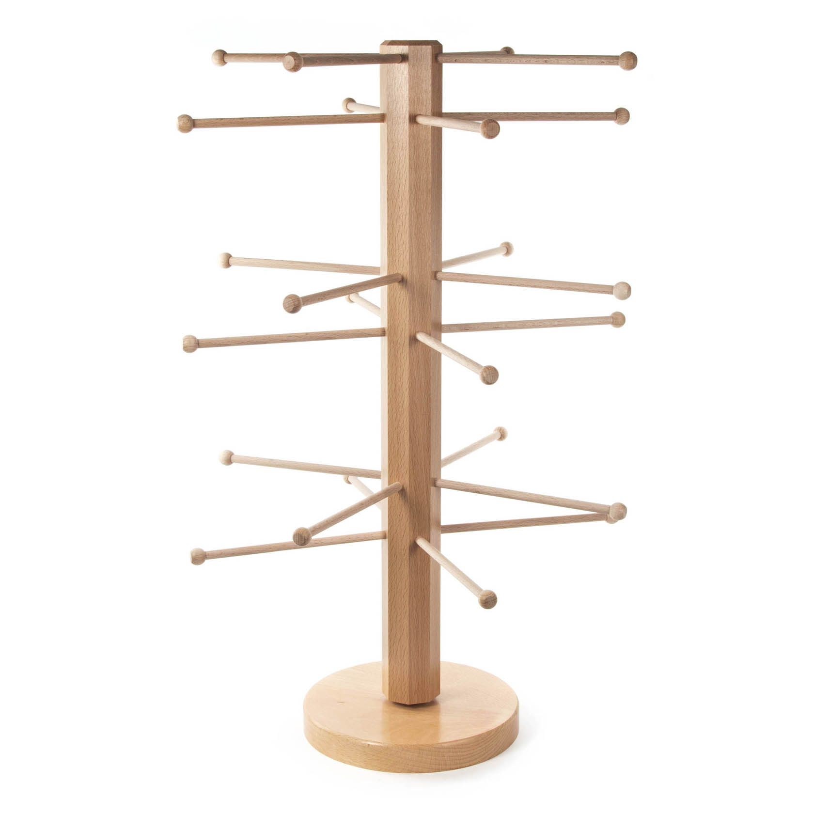 Holz-Verkaufsständer mit mehreren horizontalen Armen, ideal zum Aufhängen von Behang, wie Schmuck oder kleine Accessoires. im Dregeno Online Shop günstig kaufen