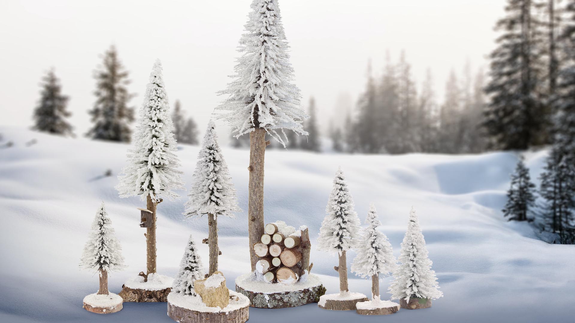 Nadelbäume mit Schnee