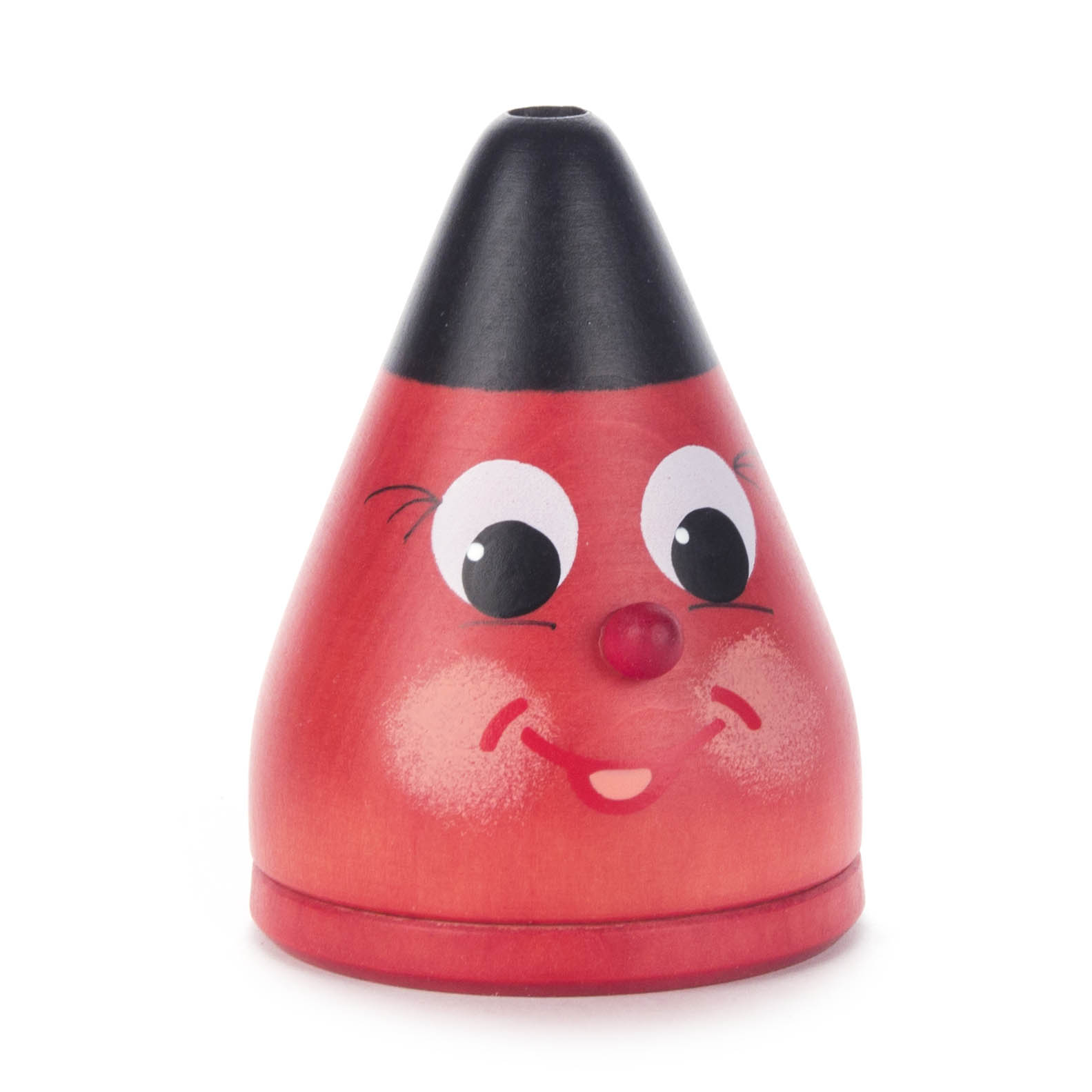 Eine rote Räucherkerze in Form eines Kegels mit fröhlichem Gesicht und großen Augen. im Dregeno Online Shop günstig kaufen
