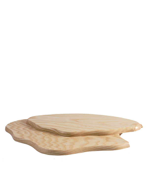 Holzbrett mit wellenförmigen Kanten in drei Lagen, das an eine erweiterte Wolkenform erinnert. im Dregeno Online Shop günstig kaufen