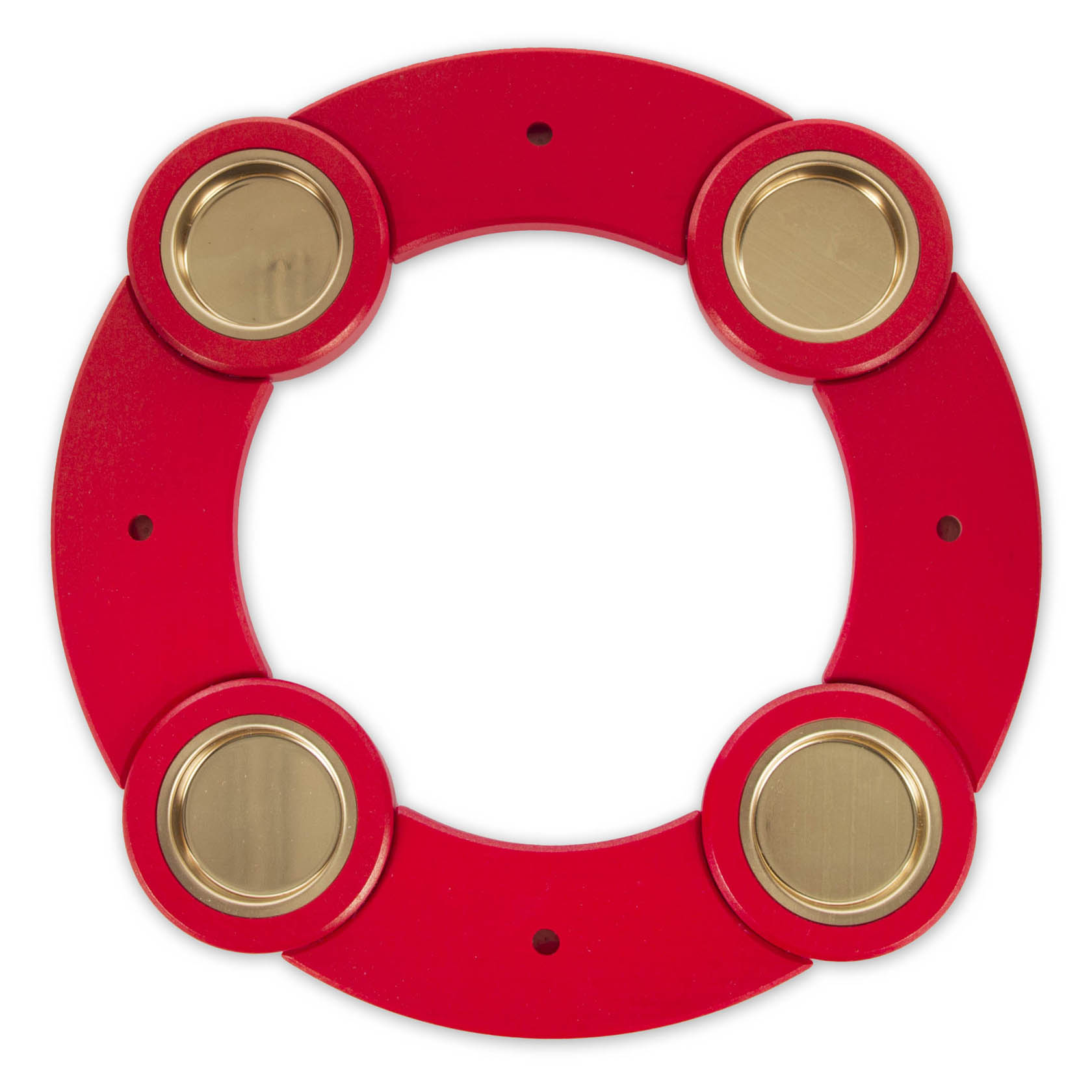 Runder, rot-goldener Vario-Tischleuchter mit vier Teelichthaltern aus Metall, geeignet für Teelichte, 24 cm Durchmesser. im Dregeno Online Shop günstig kaufen