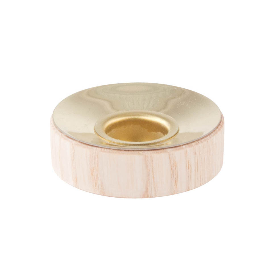 Holz-Kerzeneinsatz mit goldener Messingtülle für Teelichter. im Dregeno Online Shop günstig kaufen
