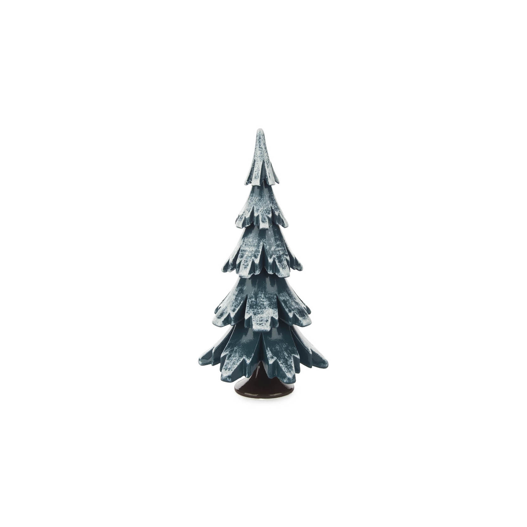 Kleiner dekorativer Baum aus massivem Holz, grün gestrichen mit weißen Akzenten, etwa 12,5 cm hoch. im Dregeno Online Shop günstig kaufen