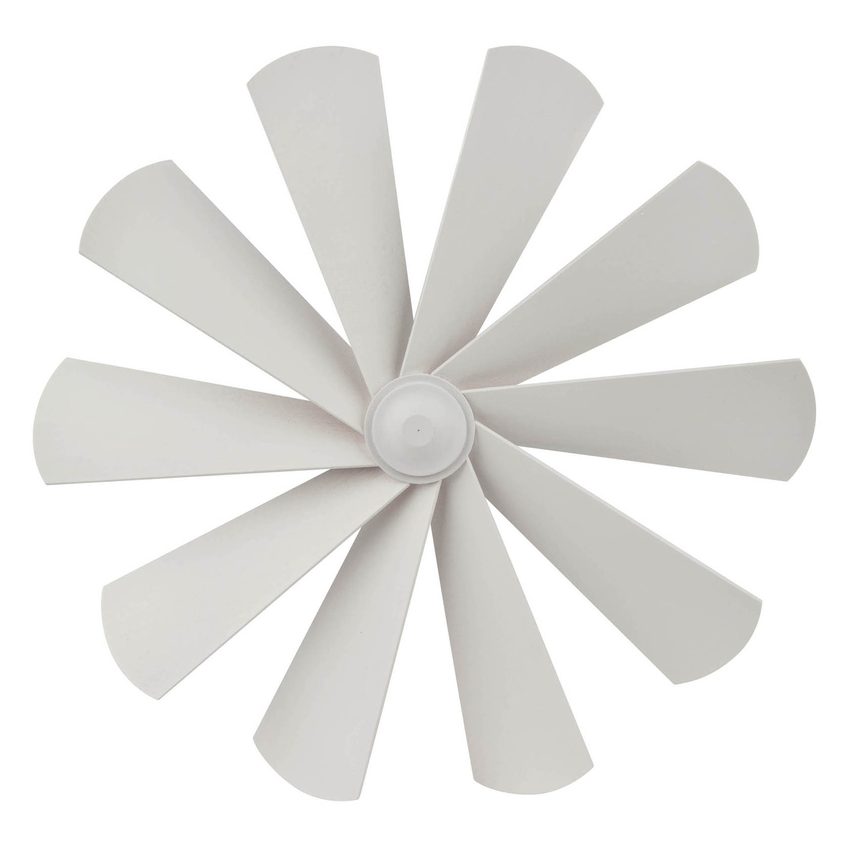 Weißes Flügelrad mit neun breiten, gleichmäßigen Flügeln und einer zentralen Halterung, das eine Bohrung von 3mm aufweist. im Dregeno Online Shop günstig kaufen