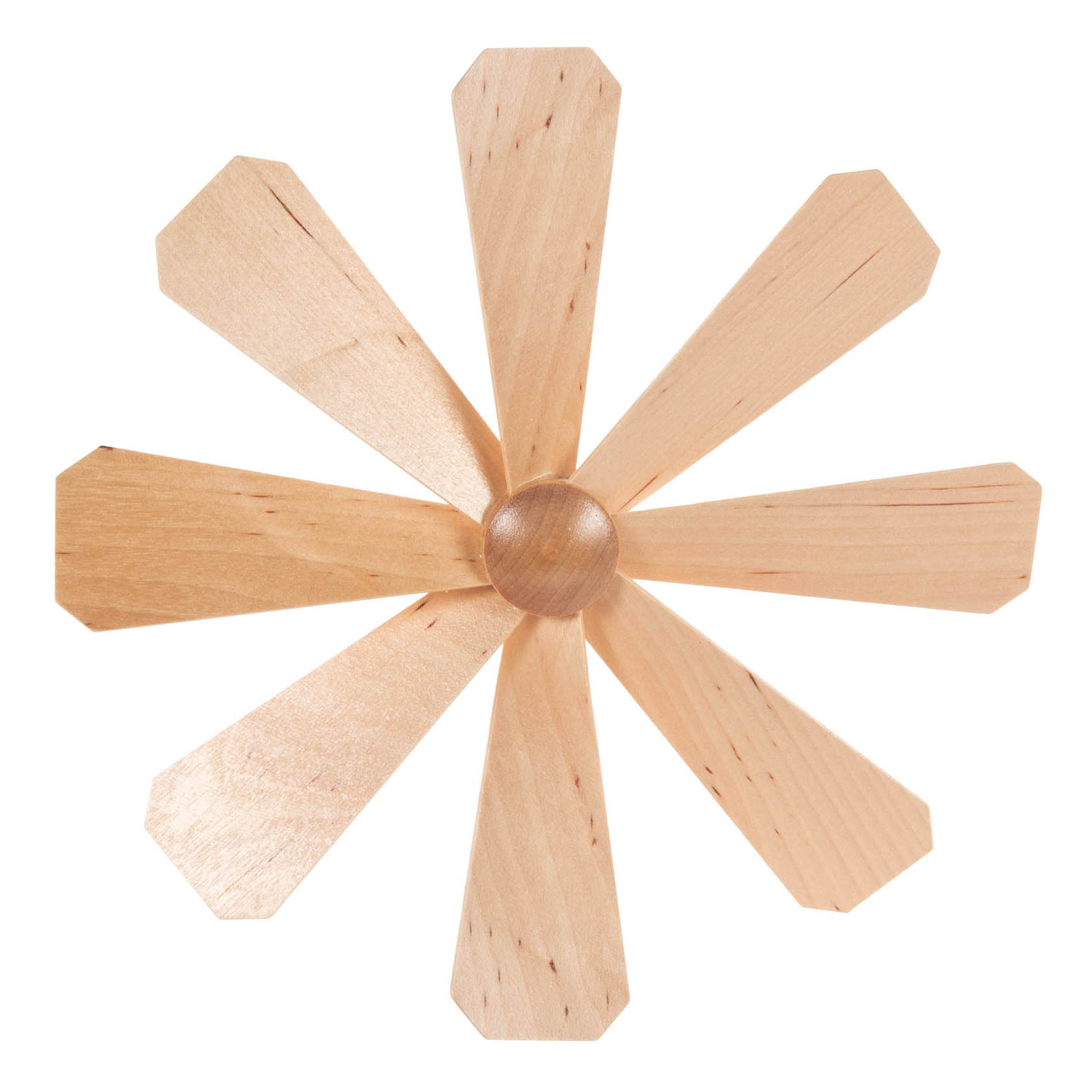 Holzflügelrad mit neun gleichmäßig angeordneten Flügeln um eine zentrale Kugel. im Dregeno Online Shop günstig kaufen