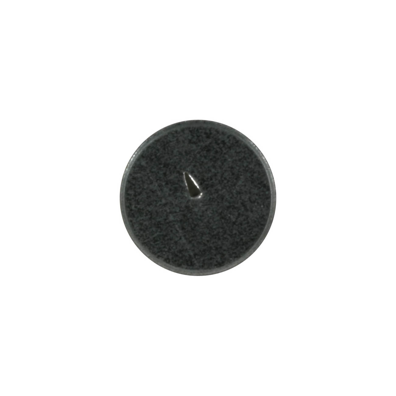 Runde, schwarze Schutzscheibe für Räuchermännchen mit einem Durchmesser von ca. 20mm, auf der eine kleine Erhöhung sichtbar ist. im Dregeno Online Shop günstig kaufen