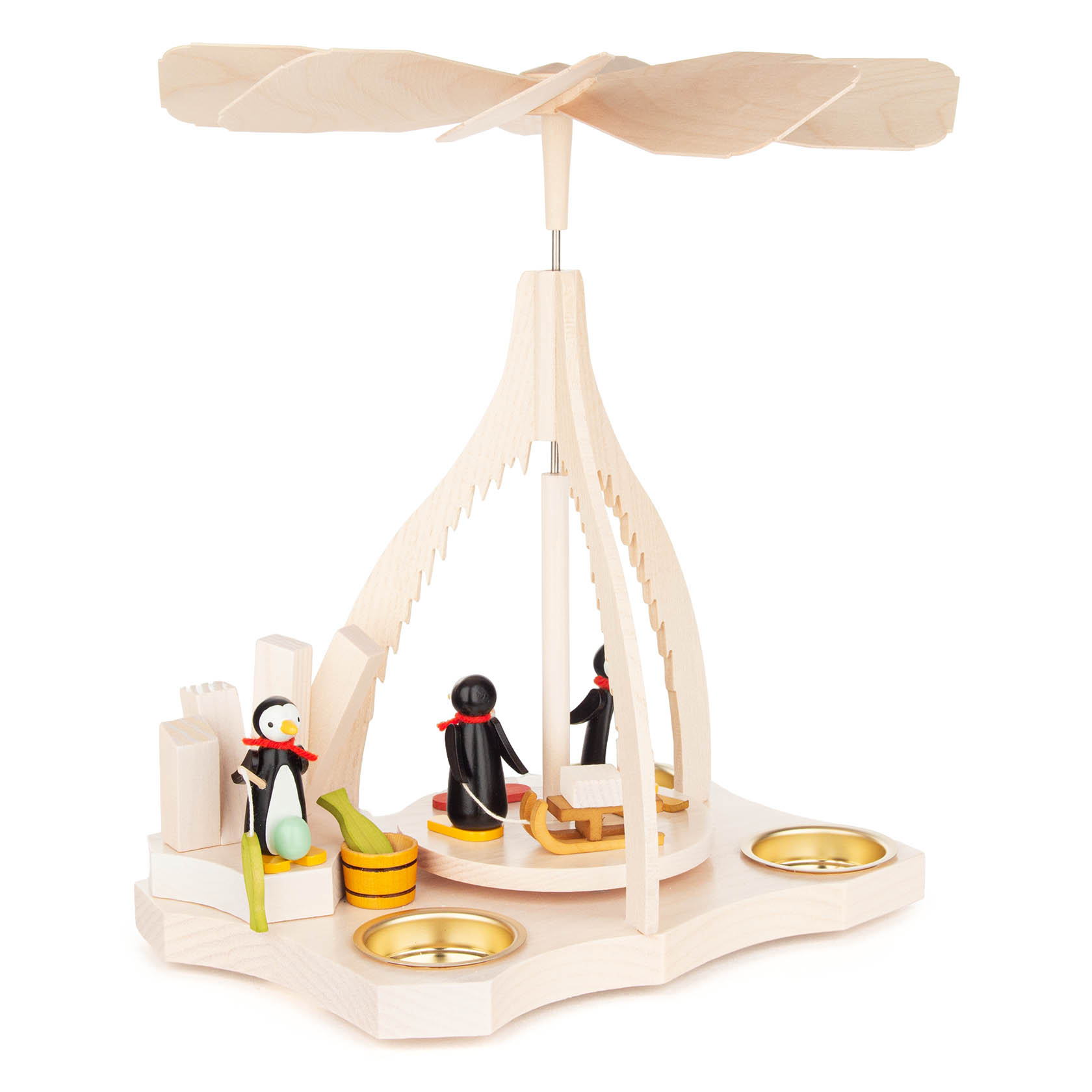 Pyramide mit Pinguinen auf Eisscholle, für Teelichte