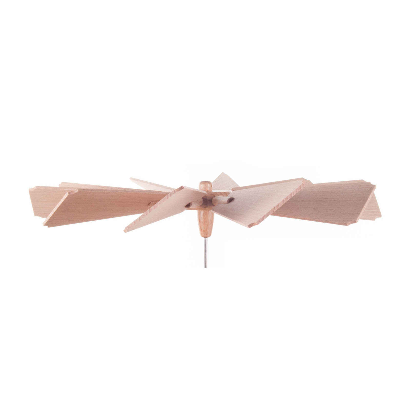 A ten-blade wooden impeller with a diameter of 30 cm and a 2 mm bore.