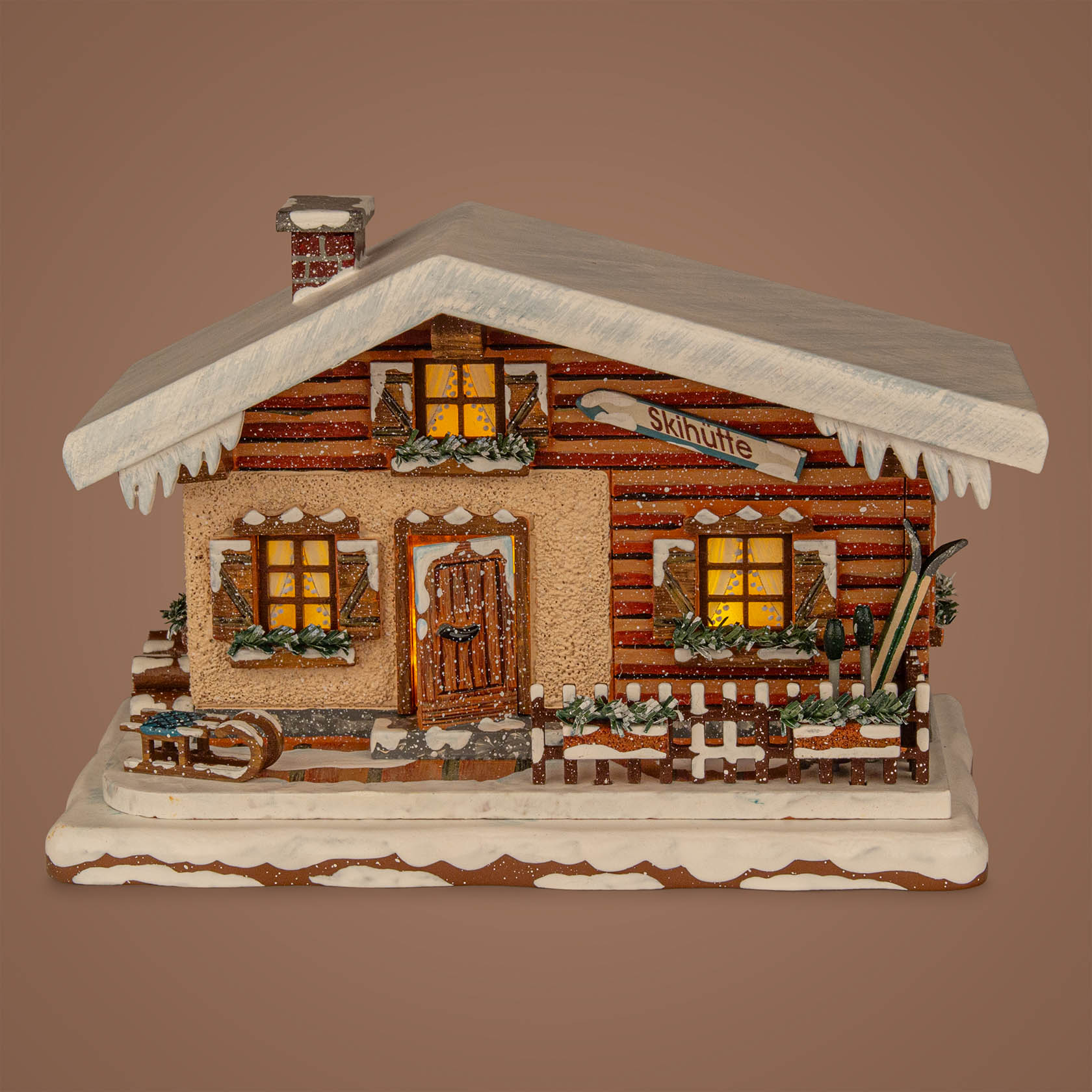 Winterkinder Skihütte elektr. beleuchtet