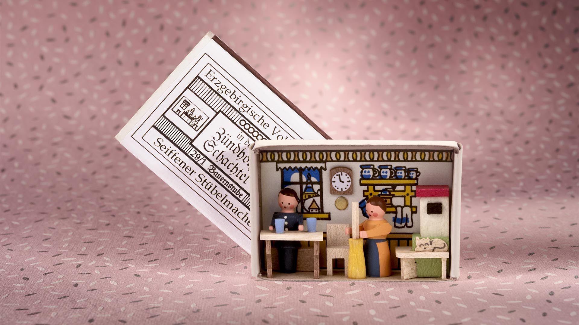 Miniatur Zündholzschachtel Bauernstube
