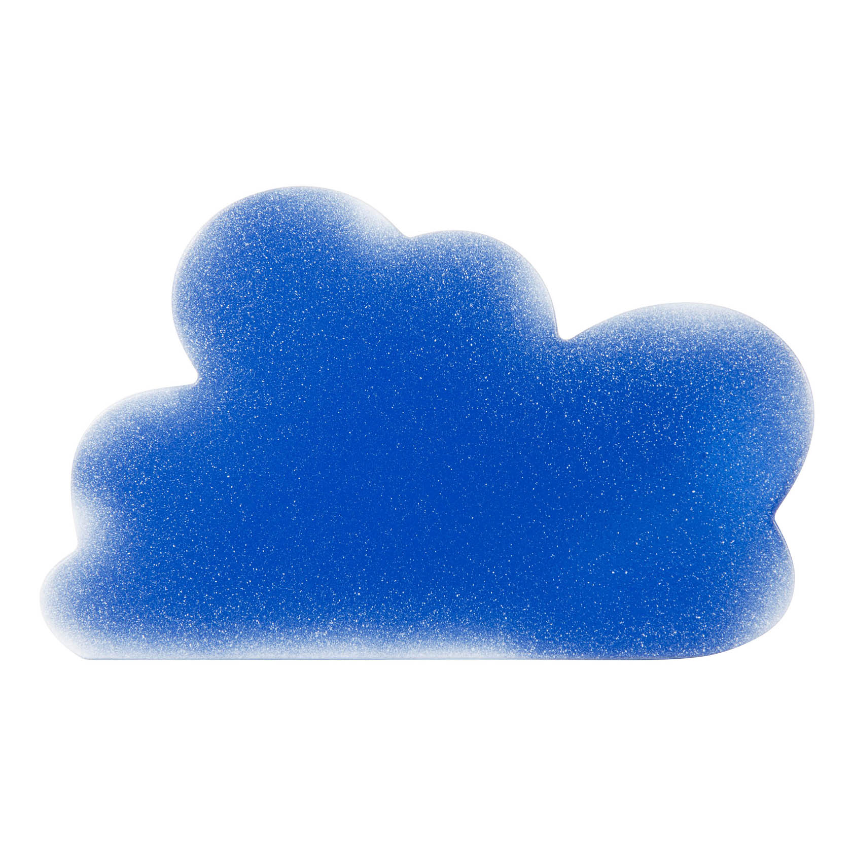 Ein kleiner, blauer Schaumstoff in Form einer geschwungenen Wolke, mit einem leichten weißen Farbverlauf an den Rändern. im Dregeno Online Shop günstig kaufen