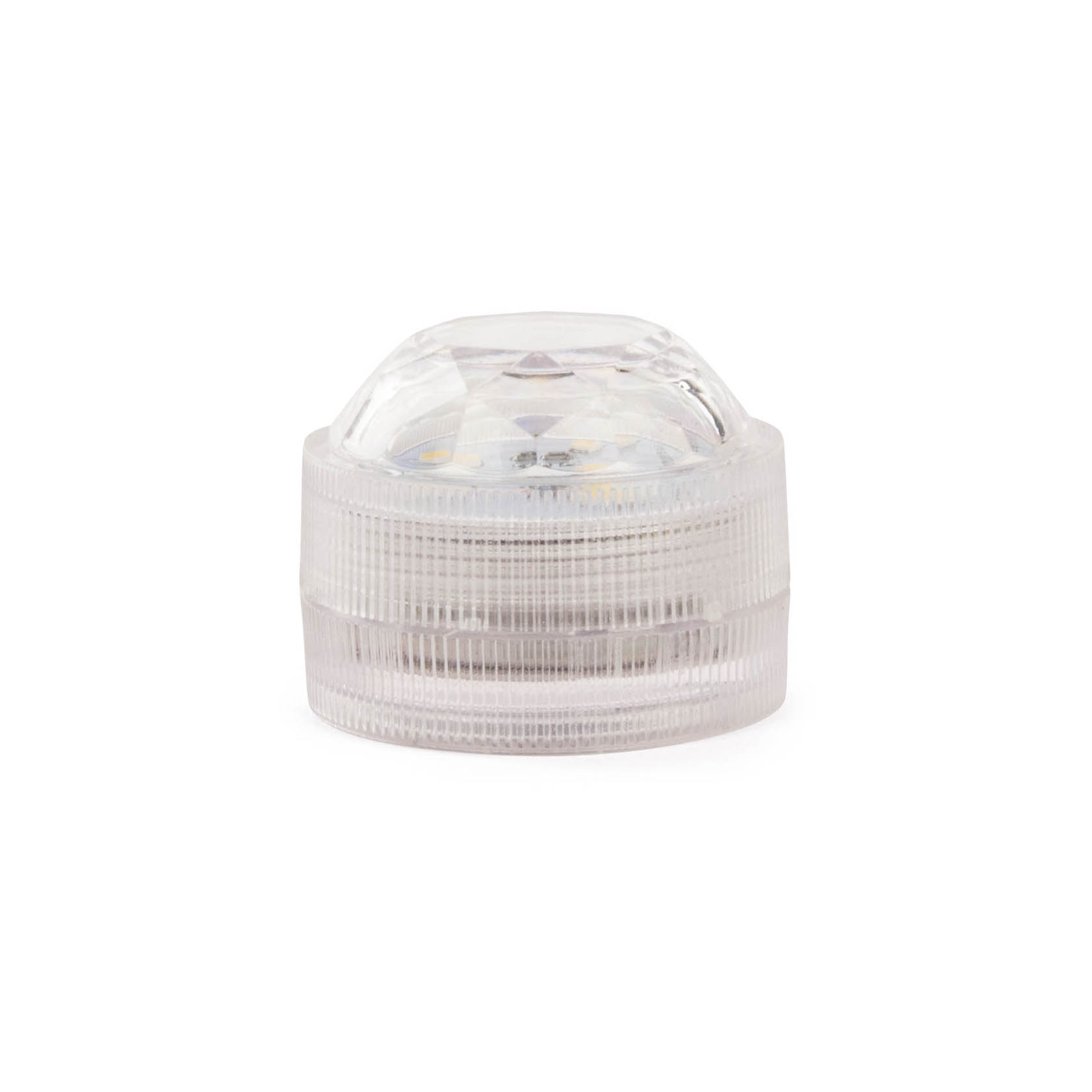 Transparente LED Dekolicht-Gehäuse in zylindrischer Form mit diffuser Oberfläche und sichtbaren LED-Lichtern innen. im Dregeno Online Shop günstig kaufen