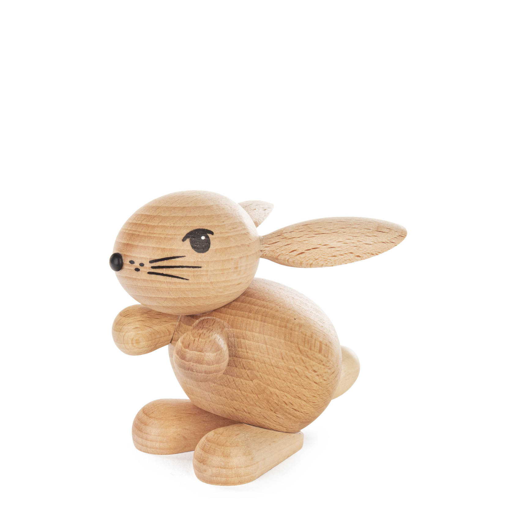 Holzhase namens Hilde in hellem Holzton mit aufrechten Ohren und aufgemalten Gesichtszügen. im Dregeno Online Shop günstig kaufen