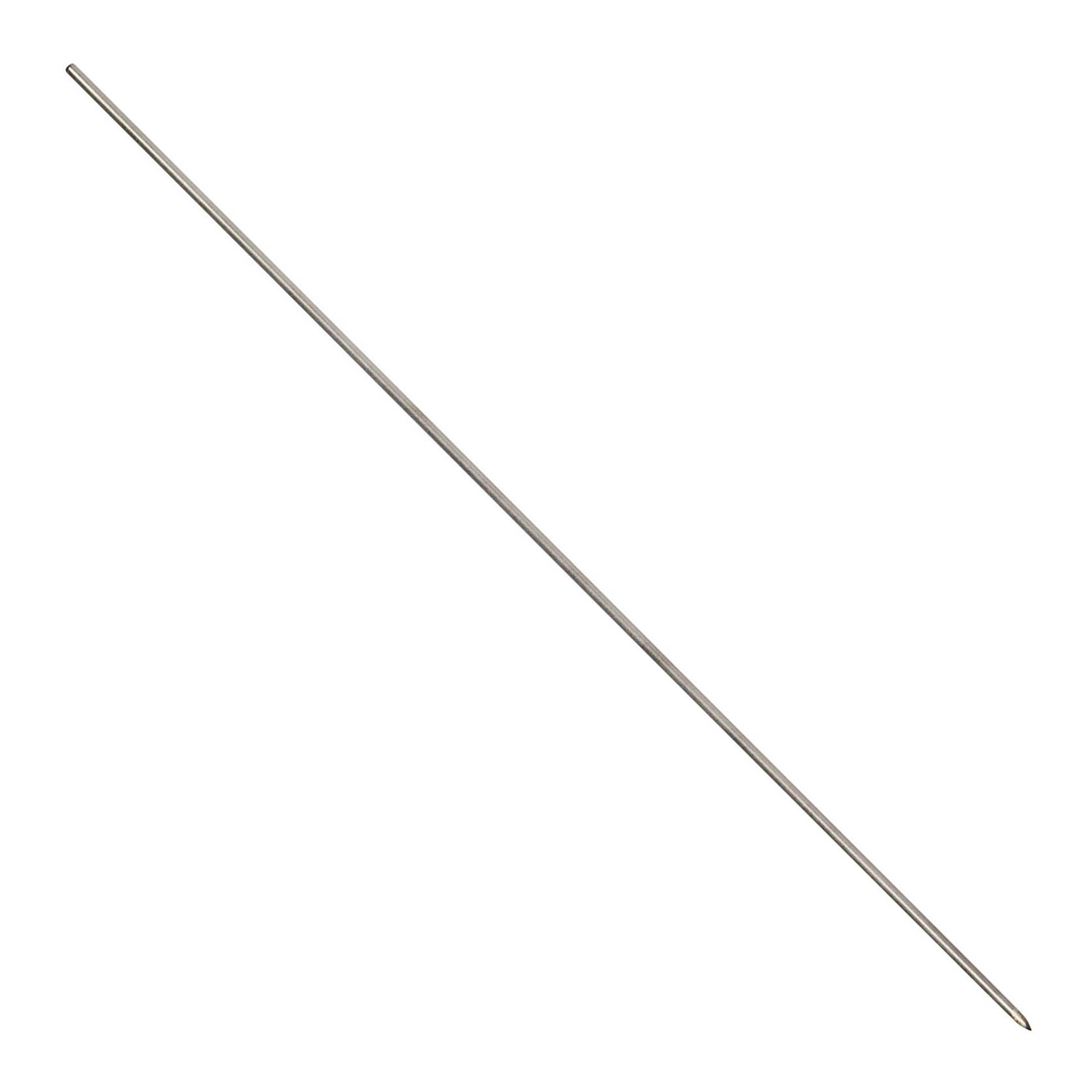 A long, slender metal knitting needle with a pointed tip, measuring 335mm in length and 3mm in diameter. im Dregeno Online Shop günstig kaufen