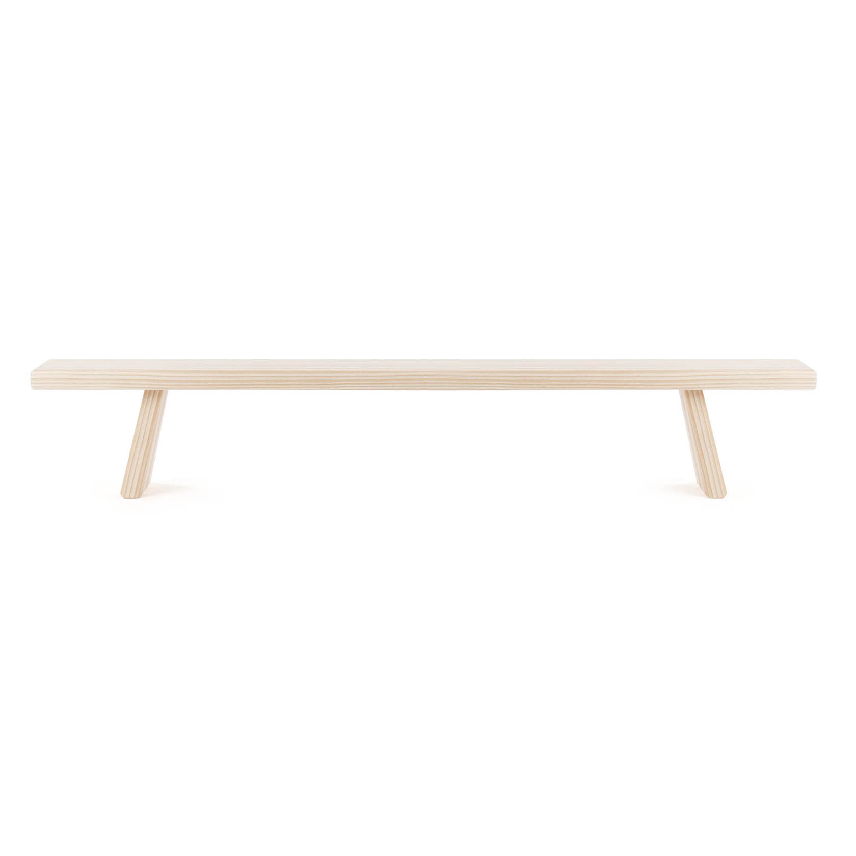 Schlichte, minimalistische Holzbank mit zwei abgewinkelten Beinen. Die Bank ist 60 cm lang und kann zur besseren Lagerung zerlegt werden. im Dregeno Online Shop günstig kaufen
