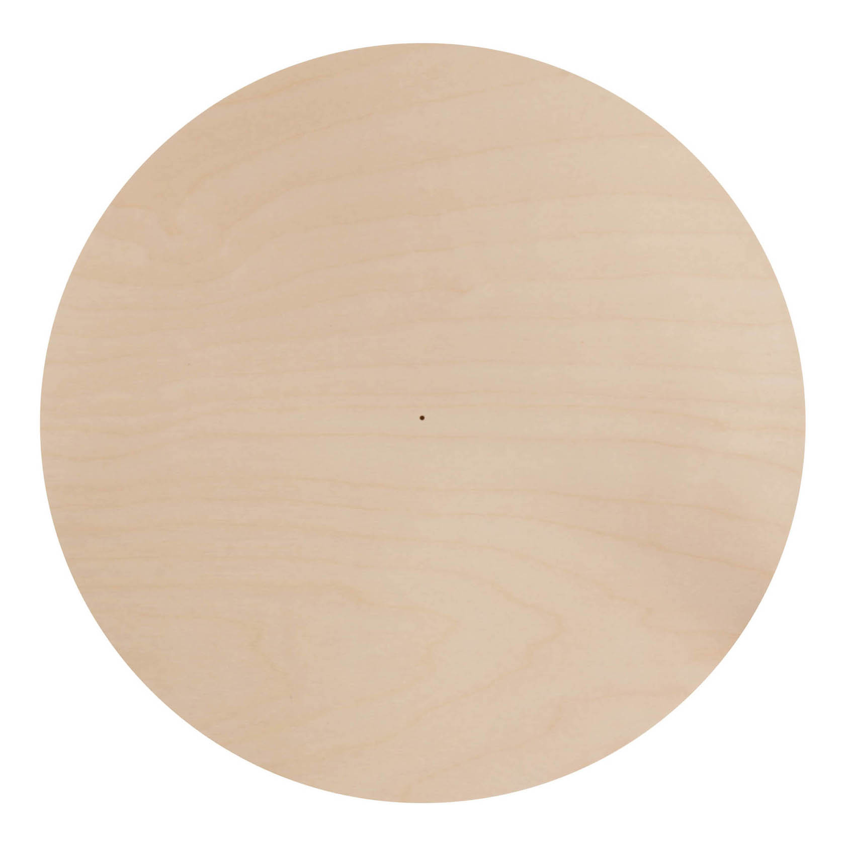 Ein runder, flacher Pyramidenteller mit einem Durchmesser von 300mm, gefertigt aus hellem Holz mit glatter Oberfläche. im Dregeno Online Shop günstig kaufen