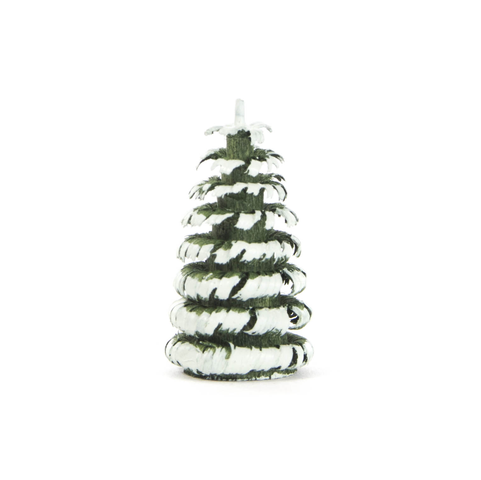 Kleiner Ringelbaum in Grün und Weiß, 3 cm hoch, mit spiralförmig gewickelten Bändern gestaltet. im Dregeno Online Shop günstig kaufen