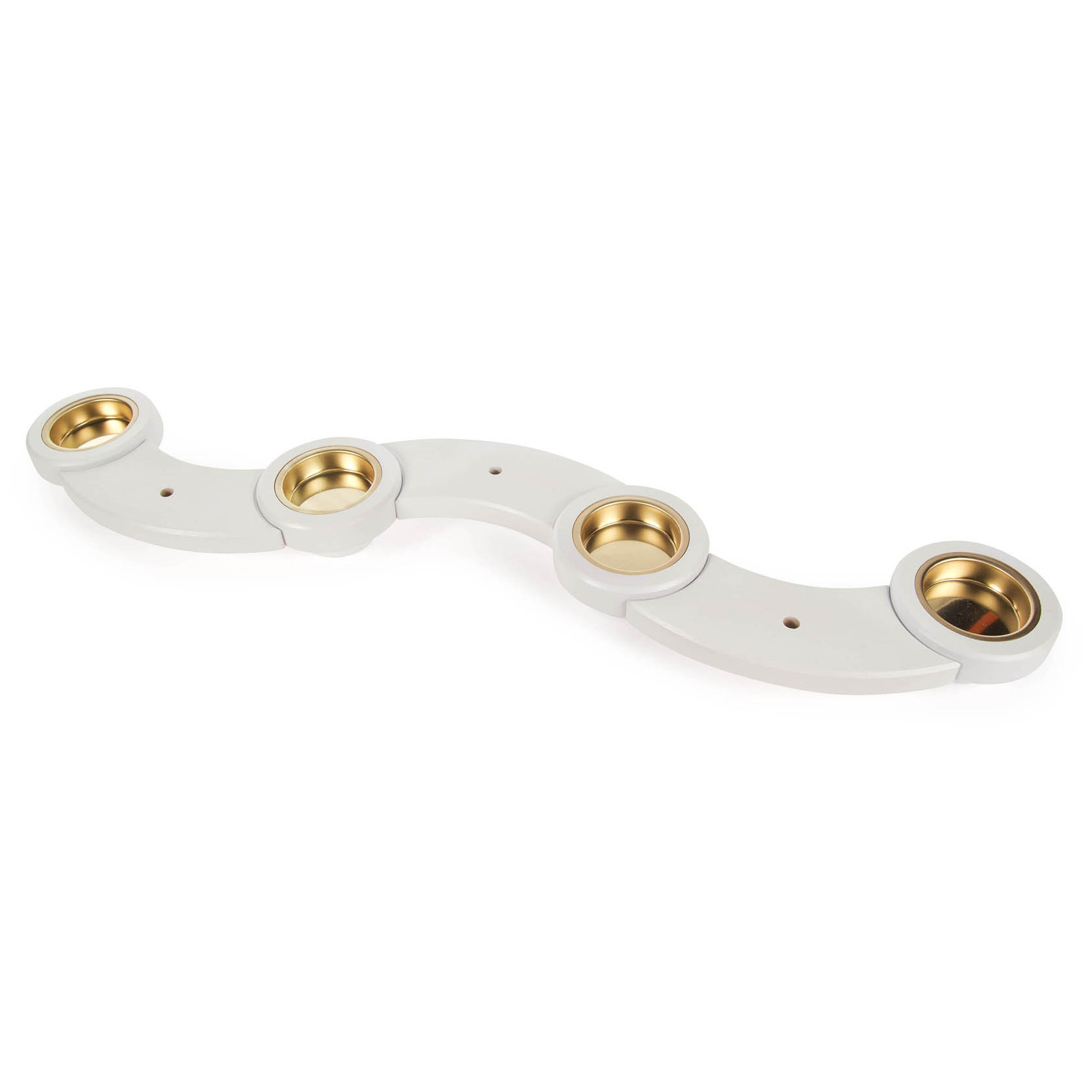 White snake-shaped candle holder for tea lights with four candle cups.