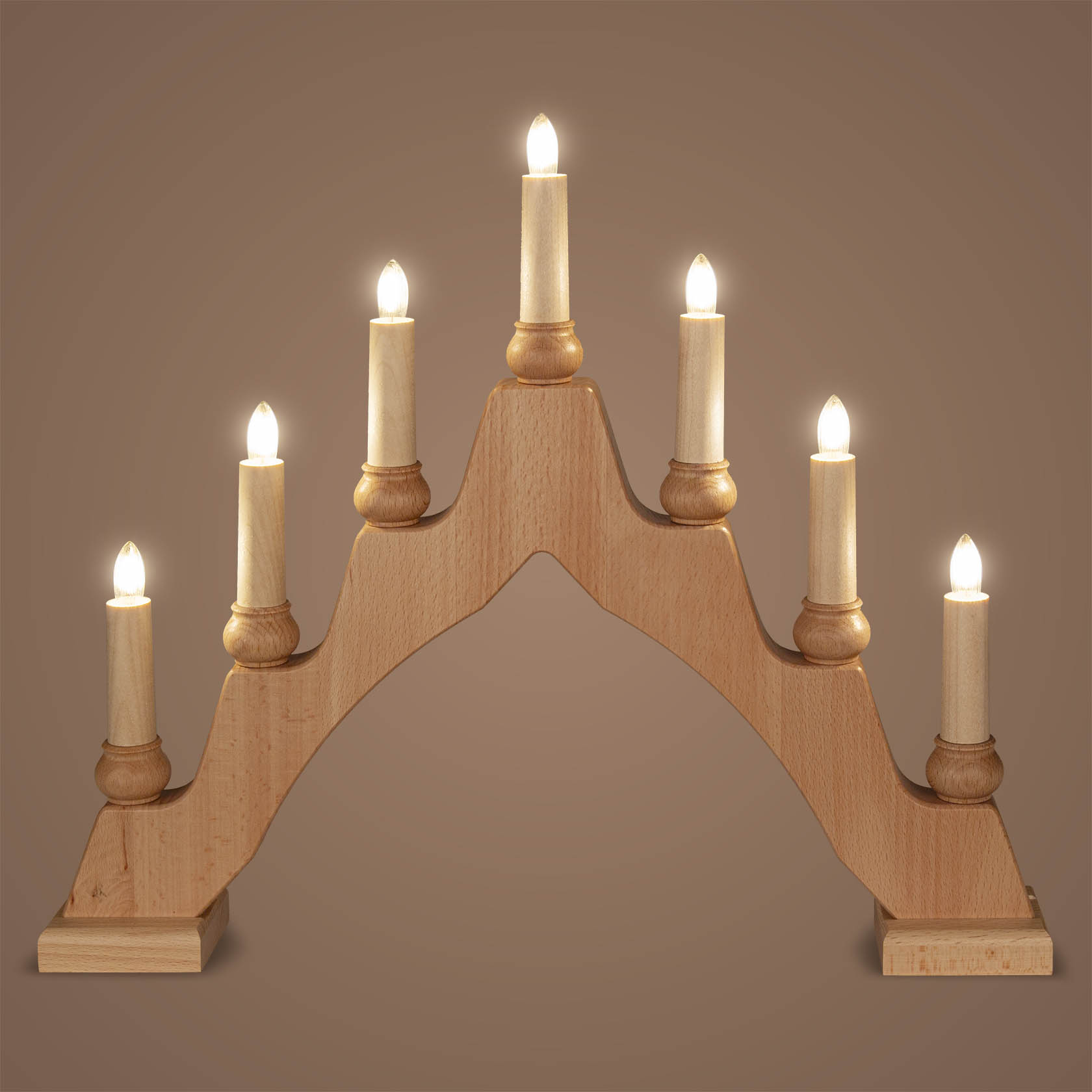 wooden candle arc electric lights