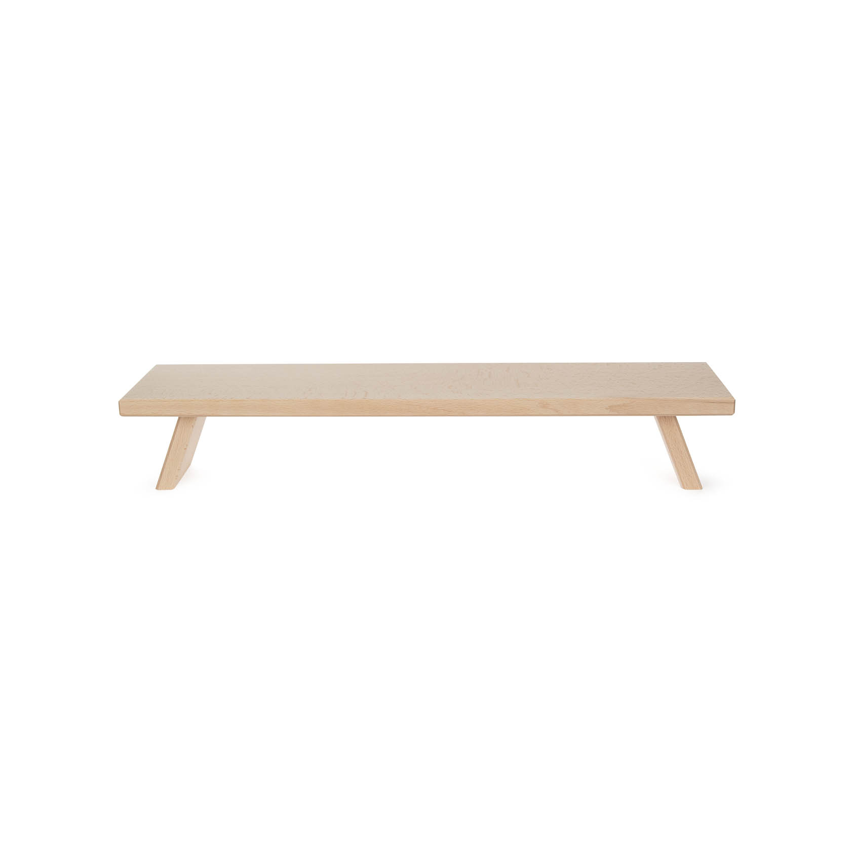 Eine schlichte Holzbank in Naturfarbe, 60 cm breit, mit schräg gestellten Beinen. im Dregeno Online Shop günstig kaufen