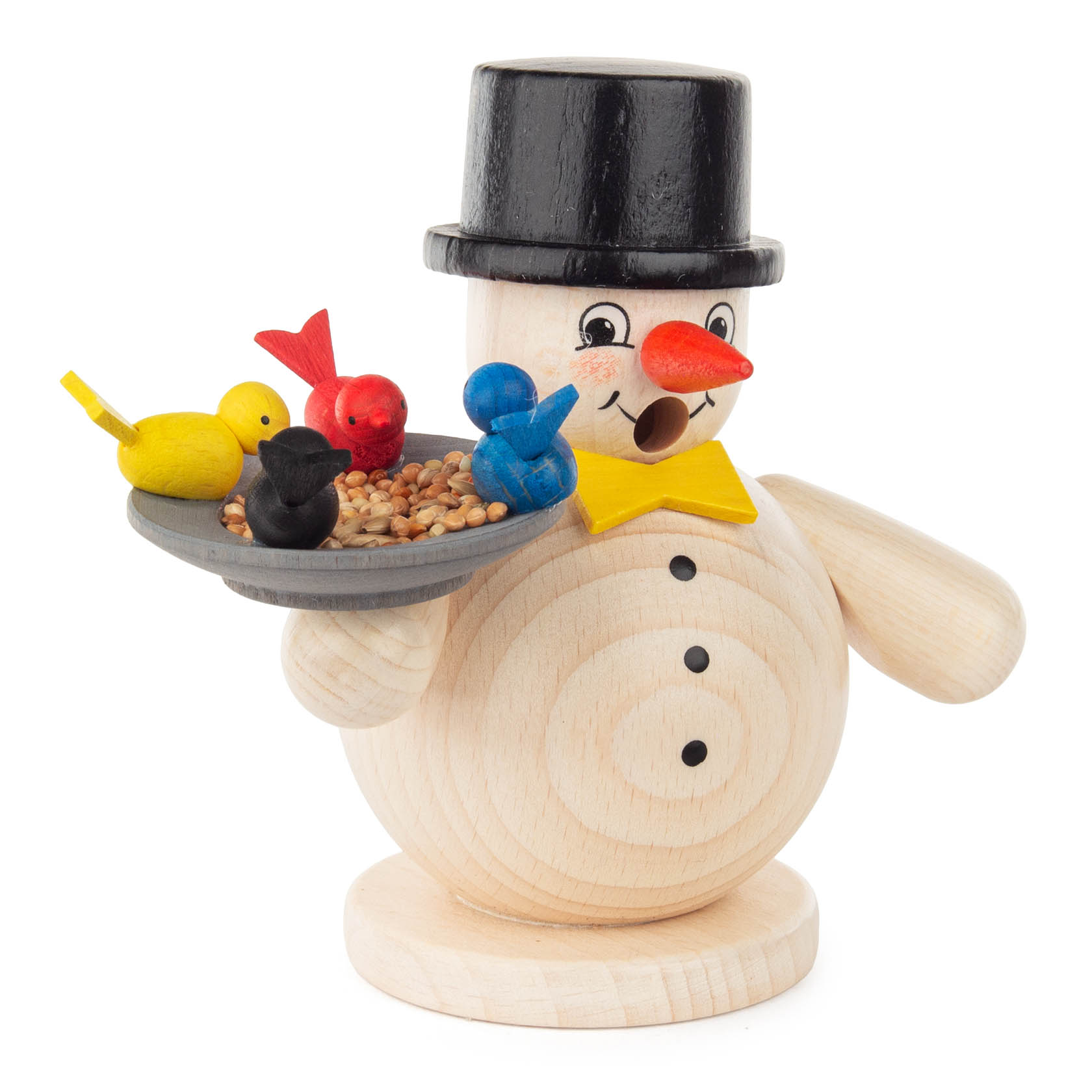 wooden smoker snowman with birds black