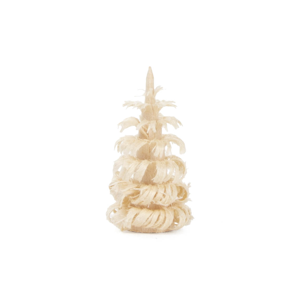 Kleiner, aus Spiralen von Naturholz bestehender Ringelbaum mit einer Höhe von 2 cm. im Dregeno Online Shop günstig kaufen